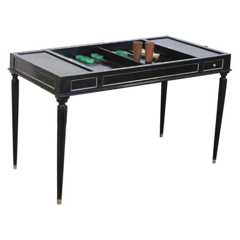 Early 19h Century French Tric Trac Games Table with Original Counters For Sale