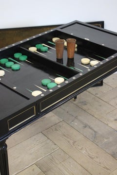 Early 19h Century French Tric Trac Games Table with Original Counters