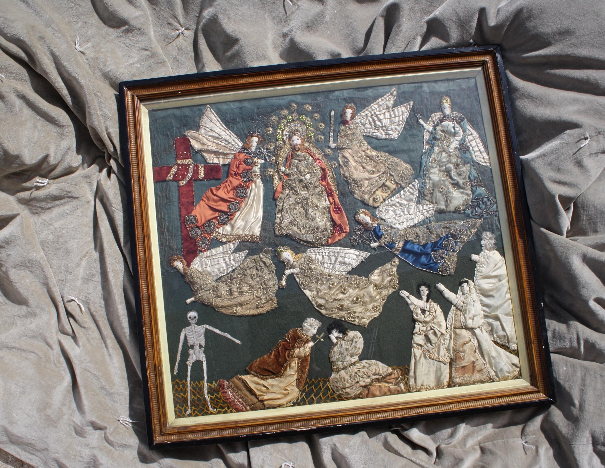Early 19th Appliqué Collage Sir Percival Radcliffe 3rd Baronet of Rudding Park For Sale 3