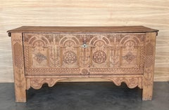 Early 19th Belgian Bleached Oak Trunk with original Iron Hardware