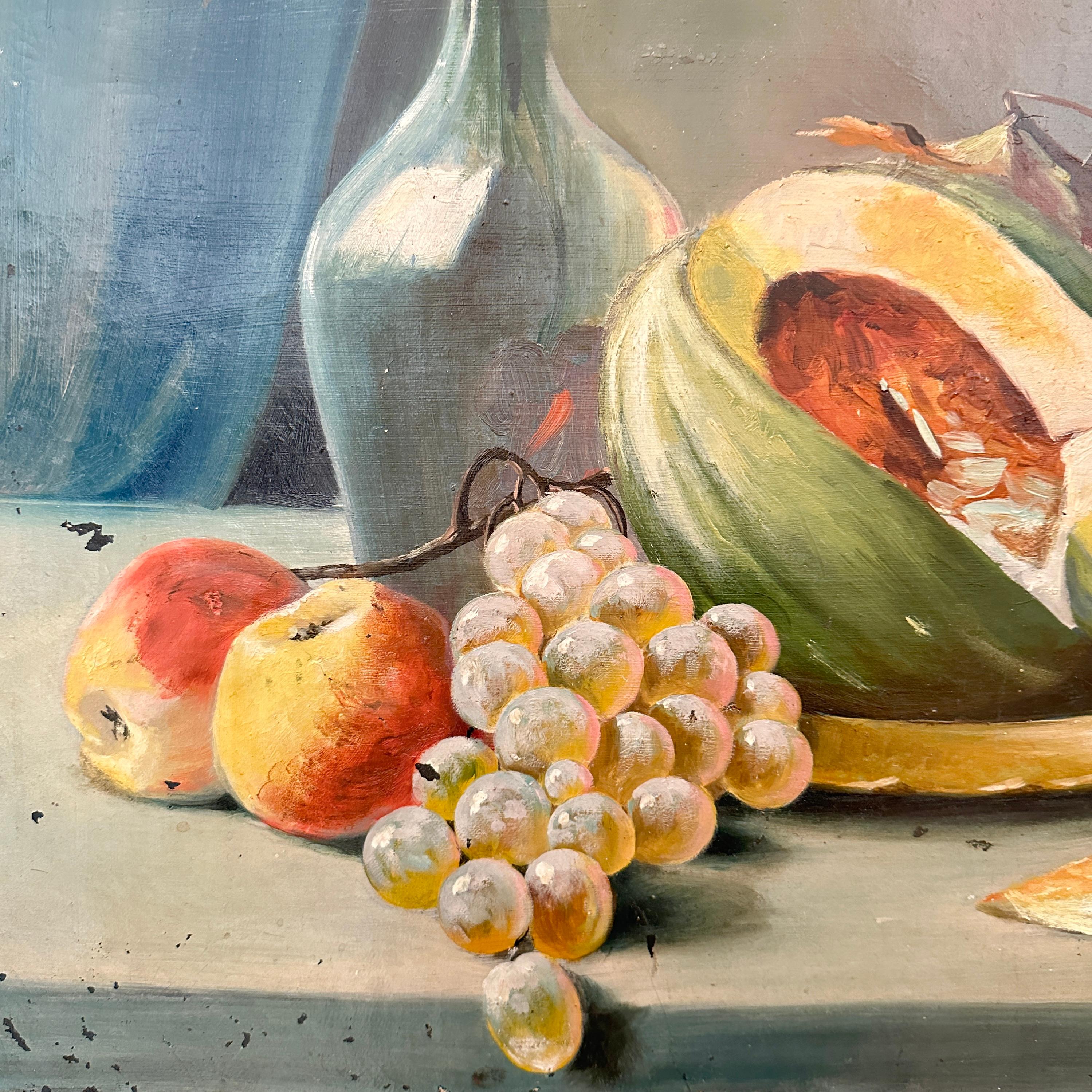 This beautiful Early 19th Biedermeier Still-Life Oil Painting was painted around 1820.
It remains it original fantastic condition and shows a table scenery with Flowers and Fruits. A great painting!
A unique piece which is a great eye-catcher for