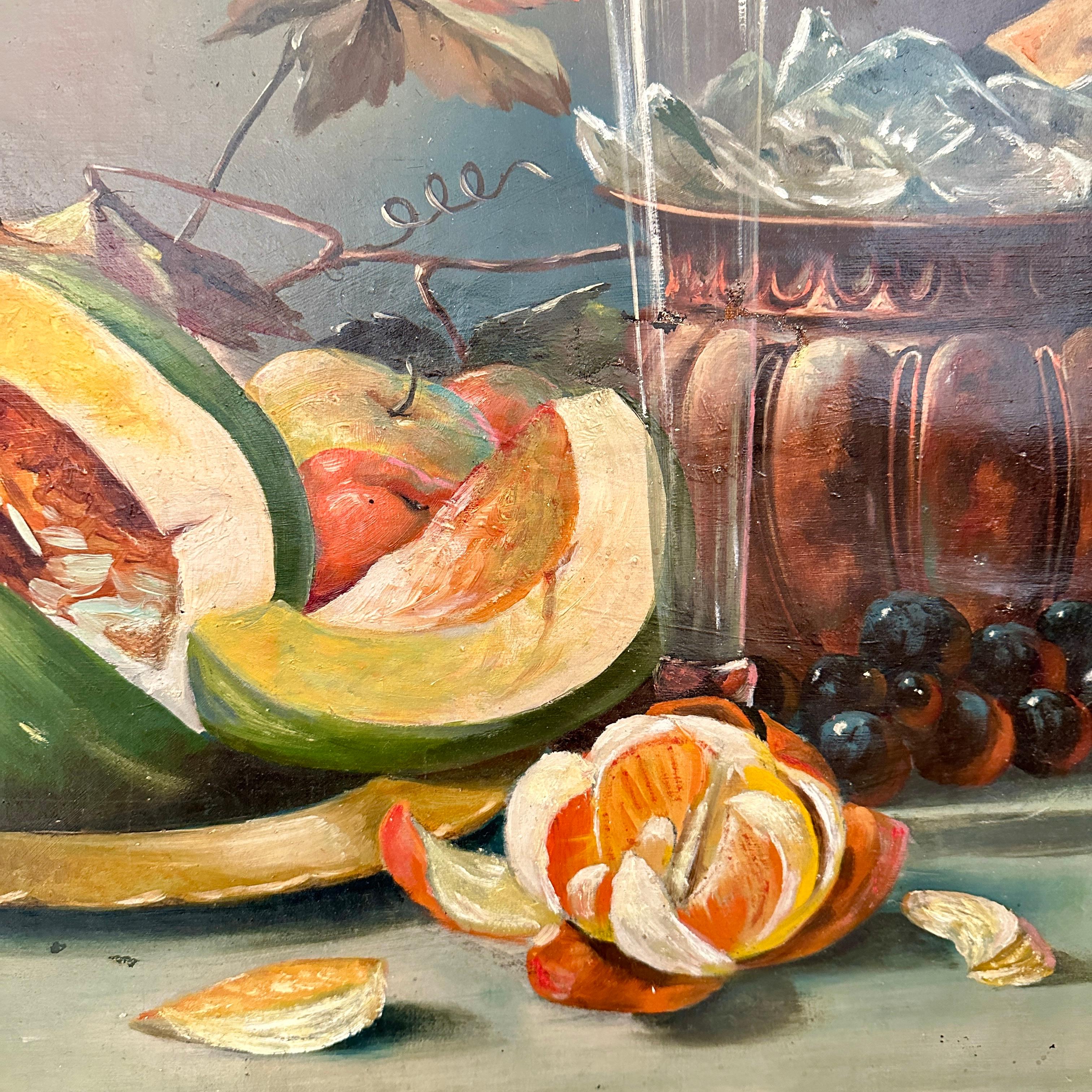 Biedermeier-Stillleben des frühen 19. Jahrhunderts, Ölgemälde mit Blumen und Früchten, 1820 im Angebot 2