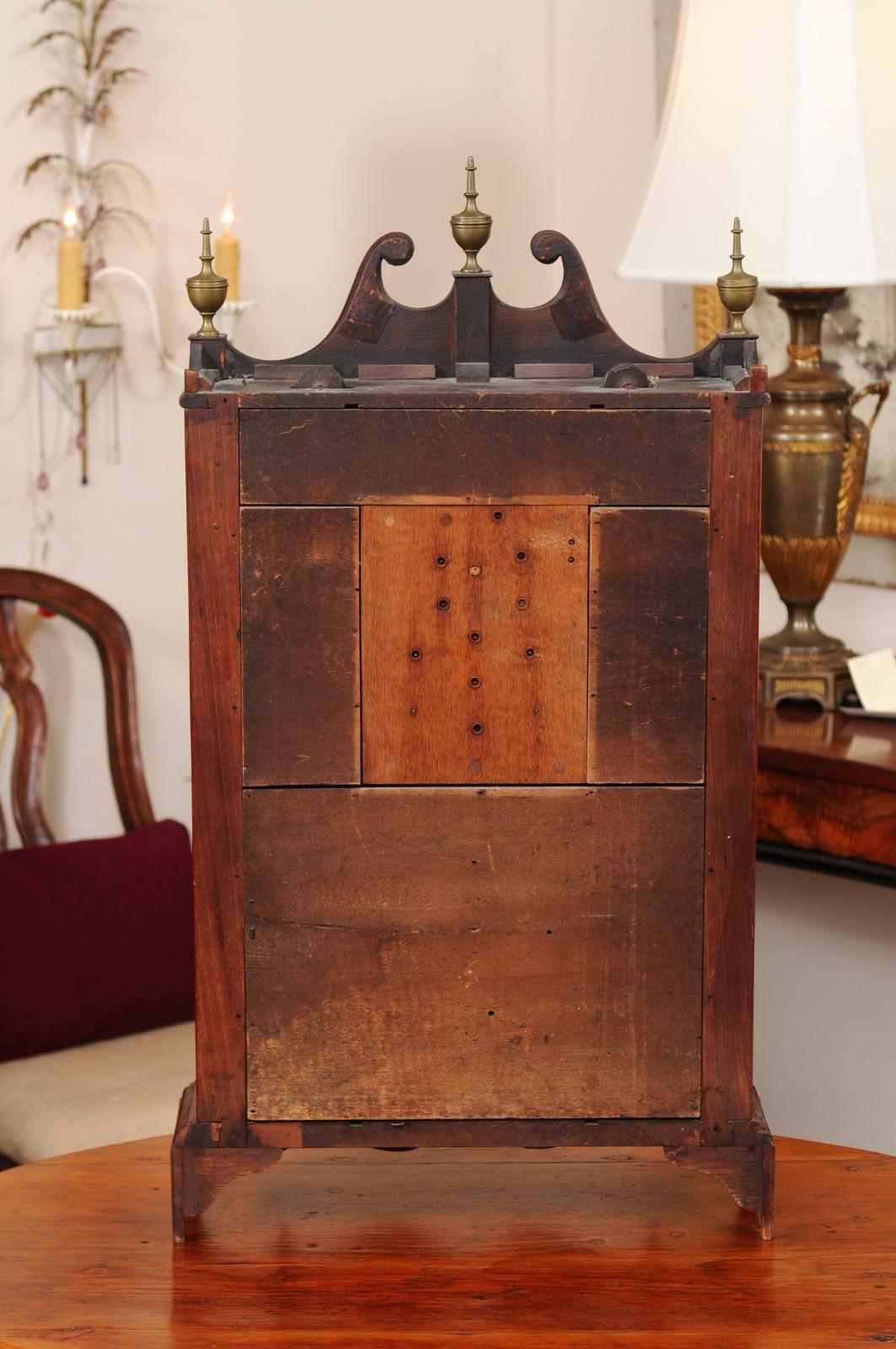 Early 19th C. American Pillar & Scroll Clock in Mahogany with Eglomise Landscape For Sale 10