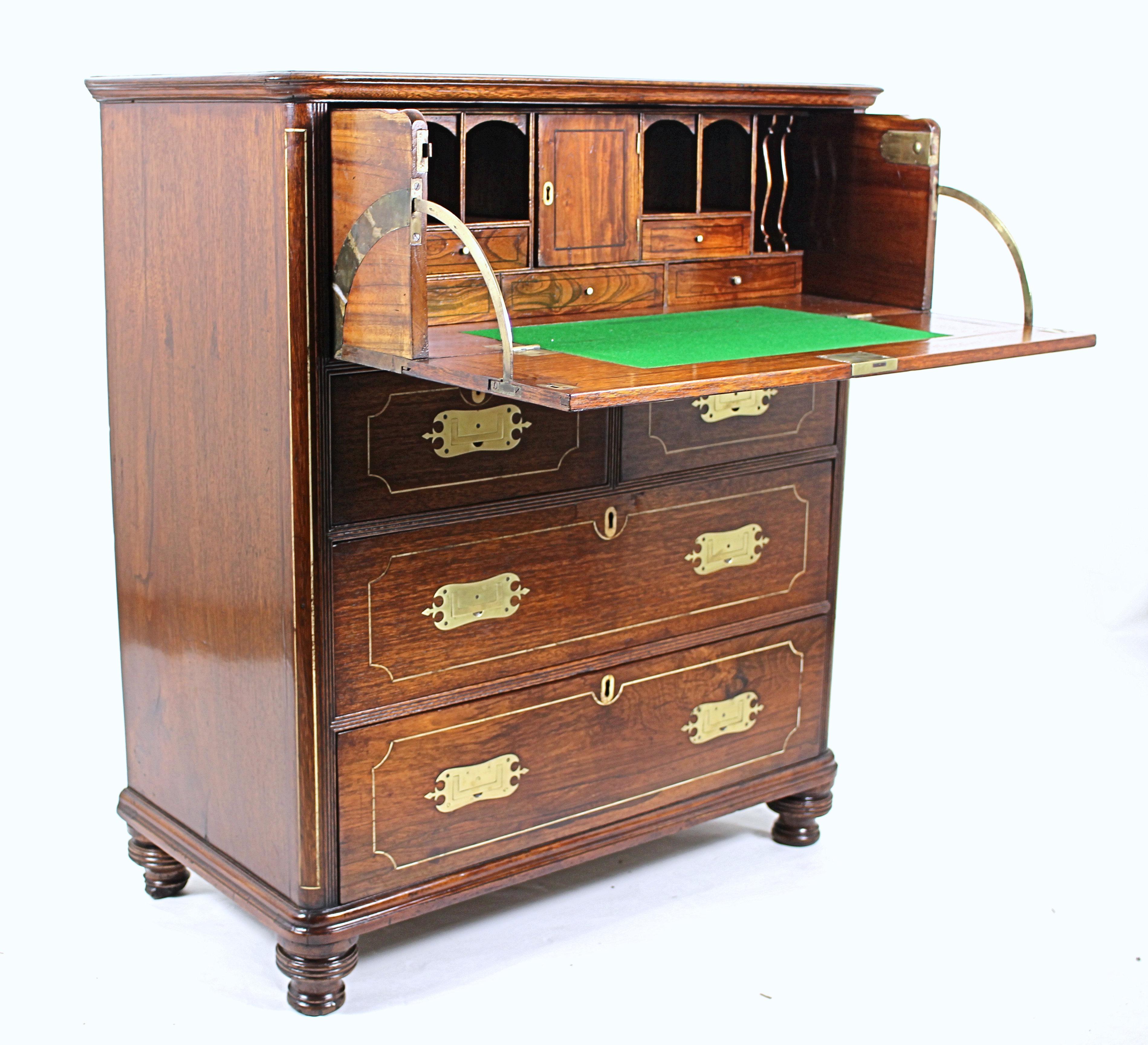 Early 19th Century, Anglo Chinese Padouk Secretaire Chest of Drawers 2