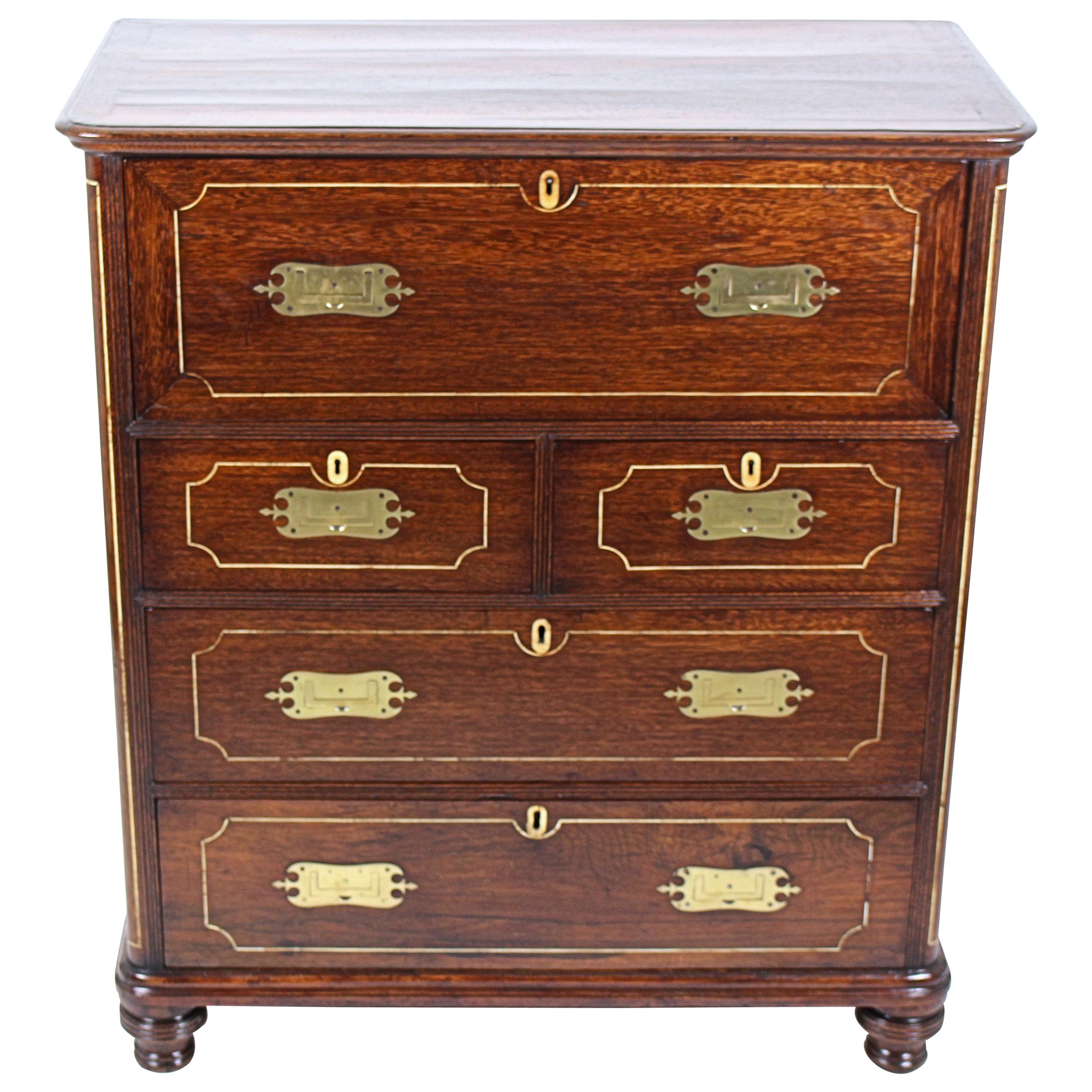 Early 19th Century, Anglo Chinese Padouk Secretaire Chest of Drawers