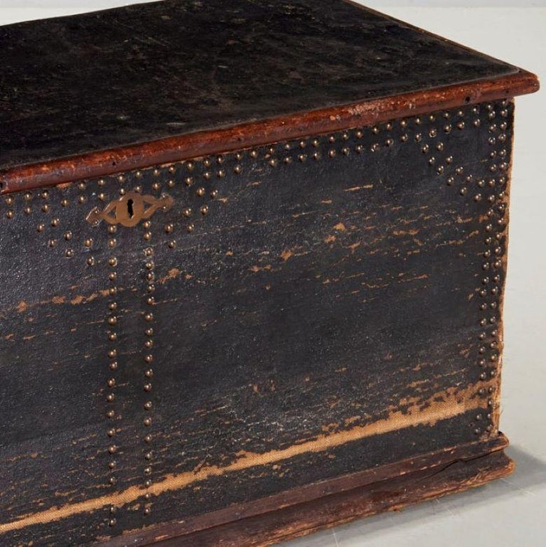 Early 19th C. Antique Brass Tacked Seaman's Chest For Sale at 1stDibs