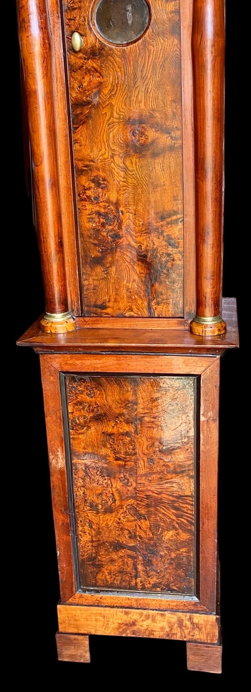 Late 18th Century Liege Burled Walnut Tall Case Clock In Good Condition For Sale In New Orleans, LA