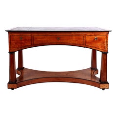 Antique Early 19th Century Biedermeier Satinwood 3-Drawer Gentleman’s Writing Desk