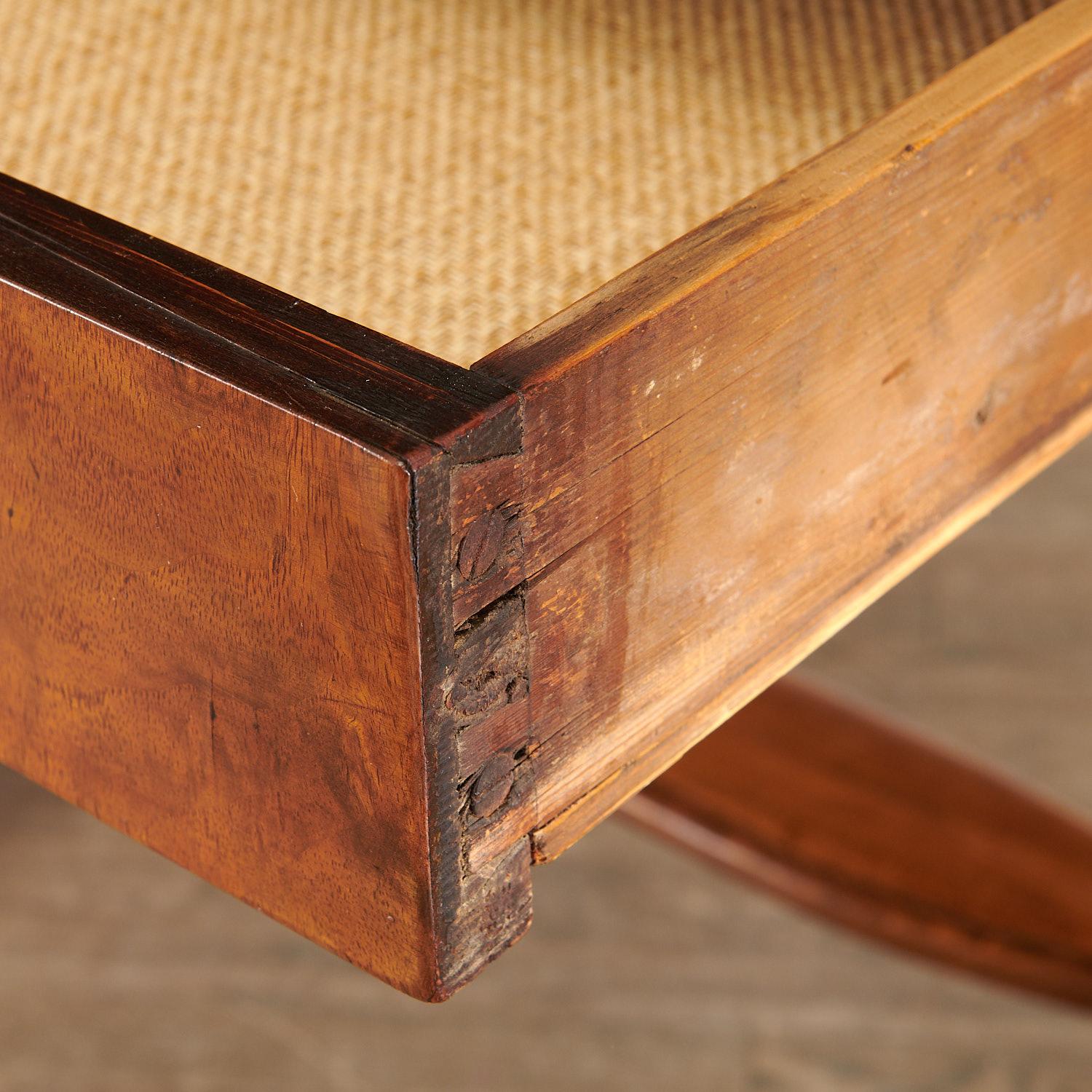 Austrian Early 19th C. Biedermeier Sofa Table/Desk With Lyre-Form Trestle Base For Sale