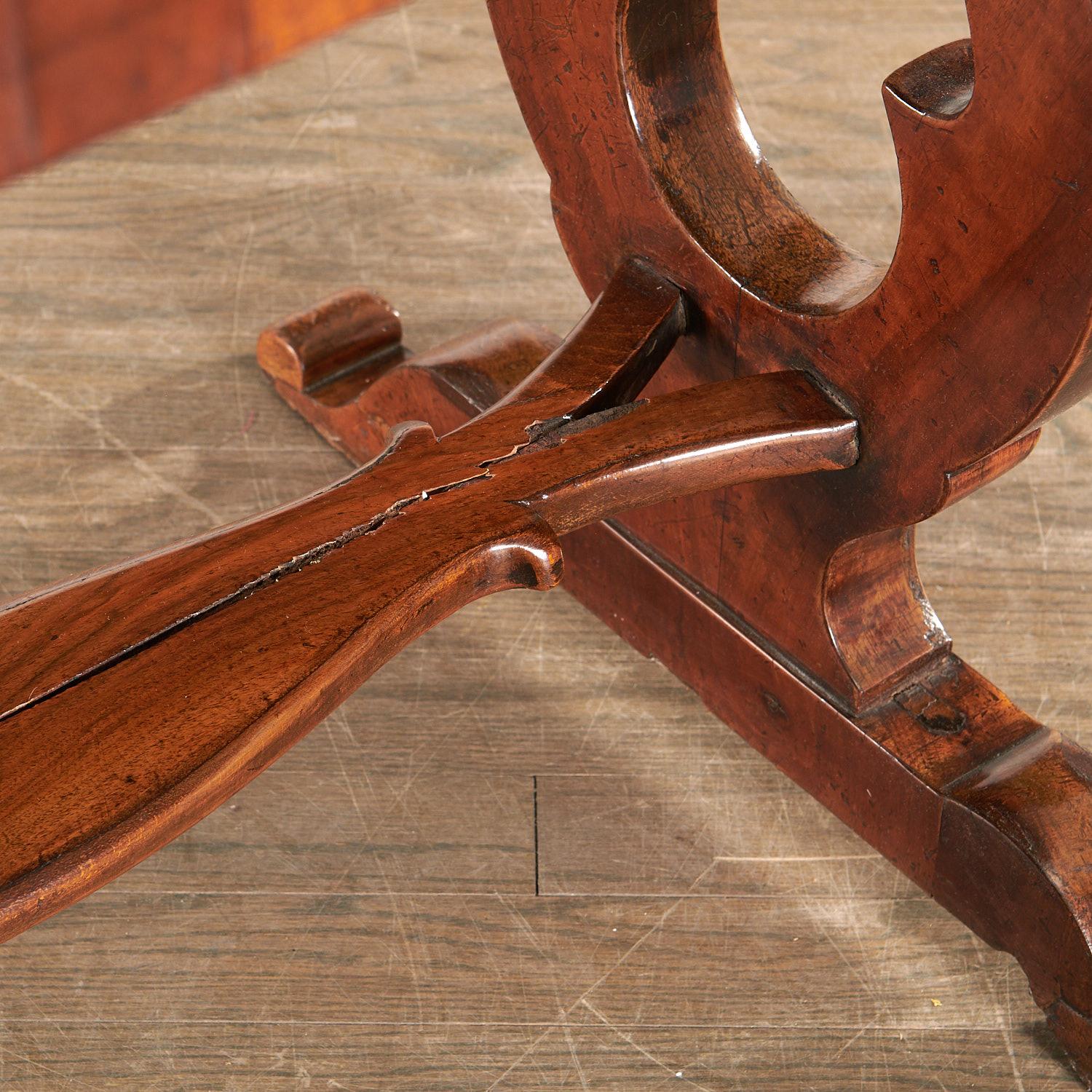 Early 19th Century Early 19th C. Biedermeier Sofa Table/Desk With Lyre-Form Trestle Base For Sale