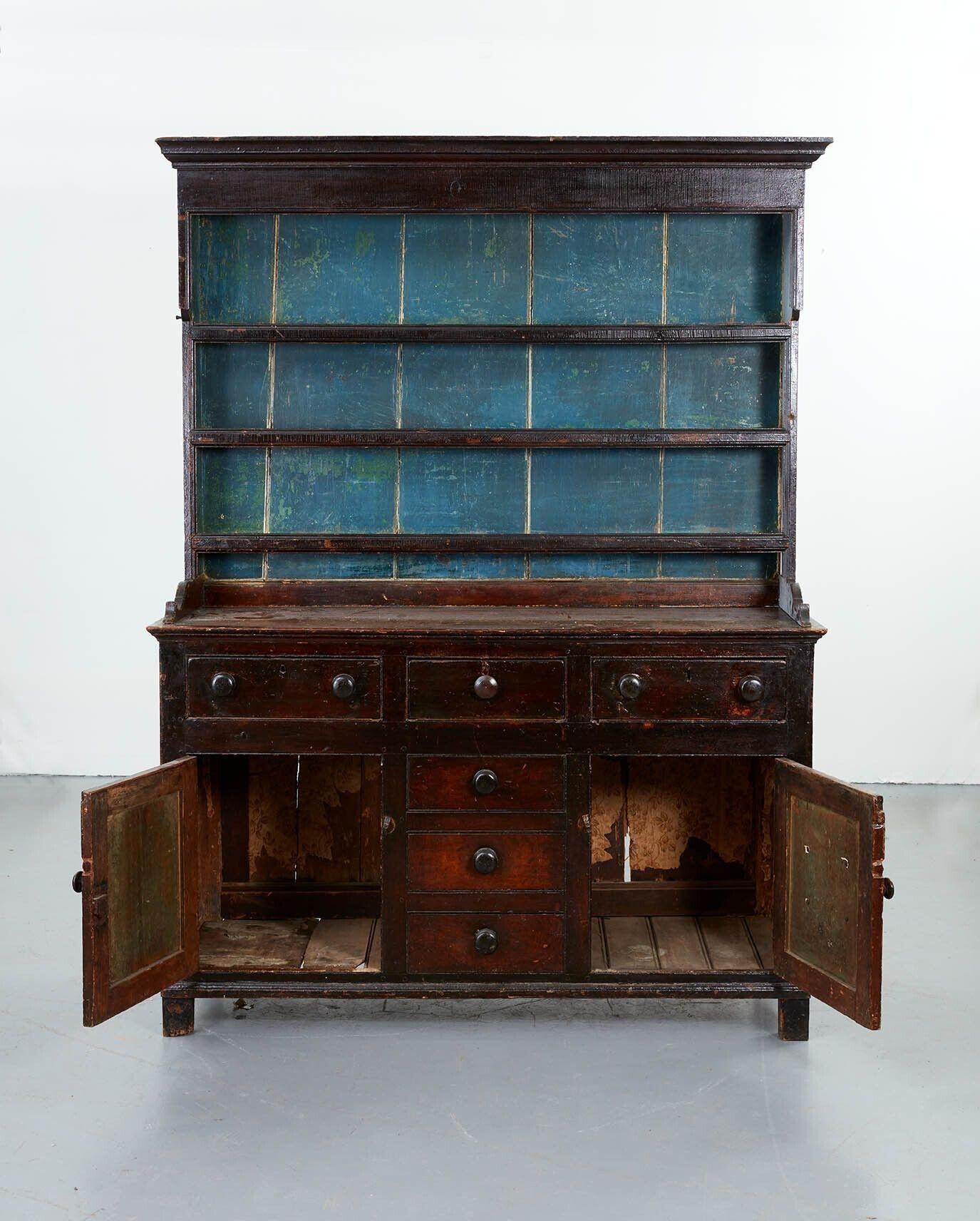 19th Century Early 19th C. Blue Painted English Dresser For Sale