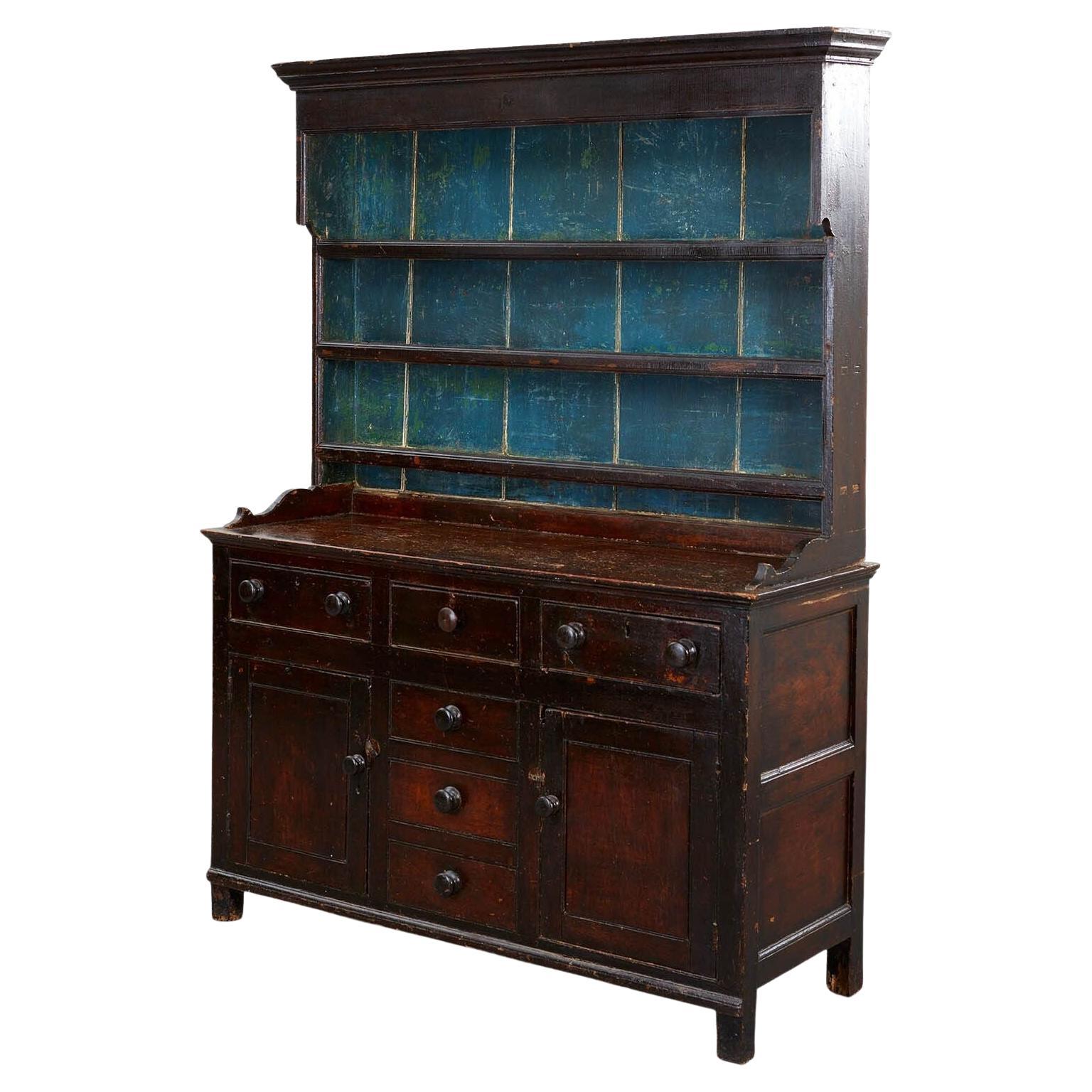 Early 19th C. Blue Painted English Dresser For Sale