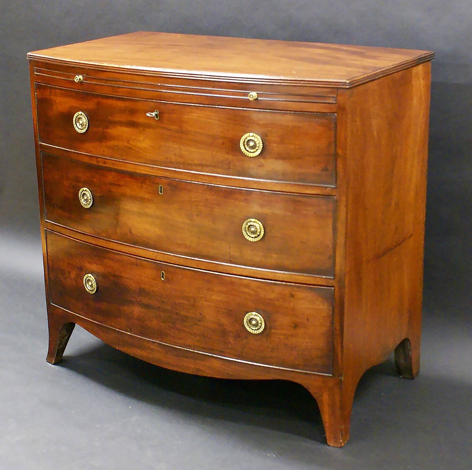 English Early 19th Century Bow Fronted Chest of Three Drawers