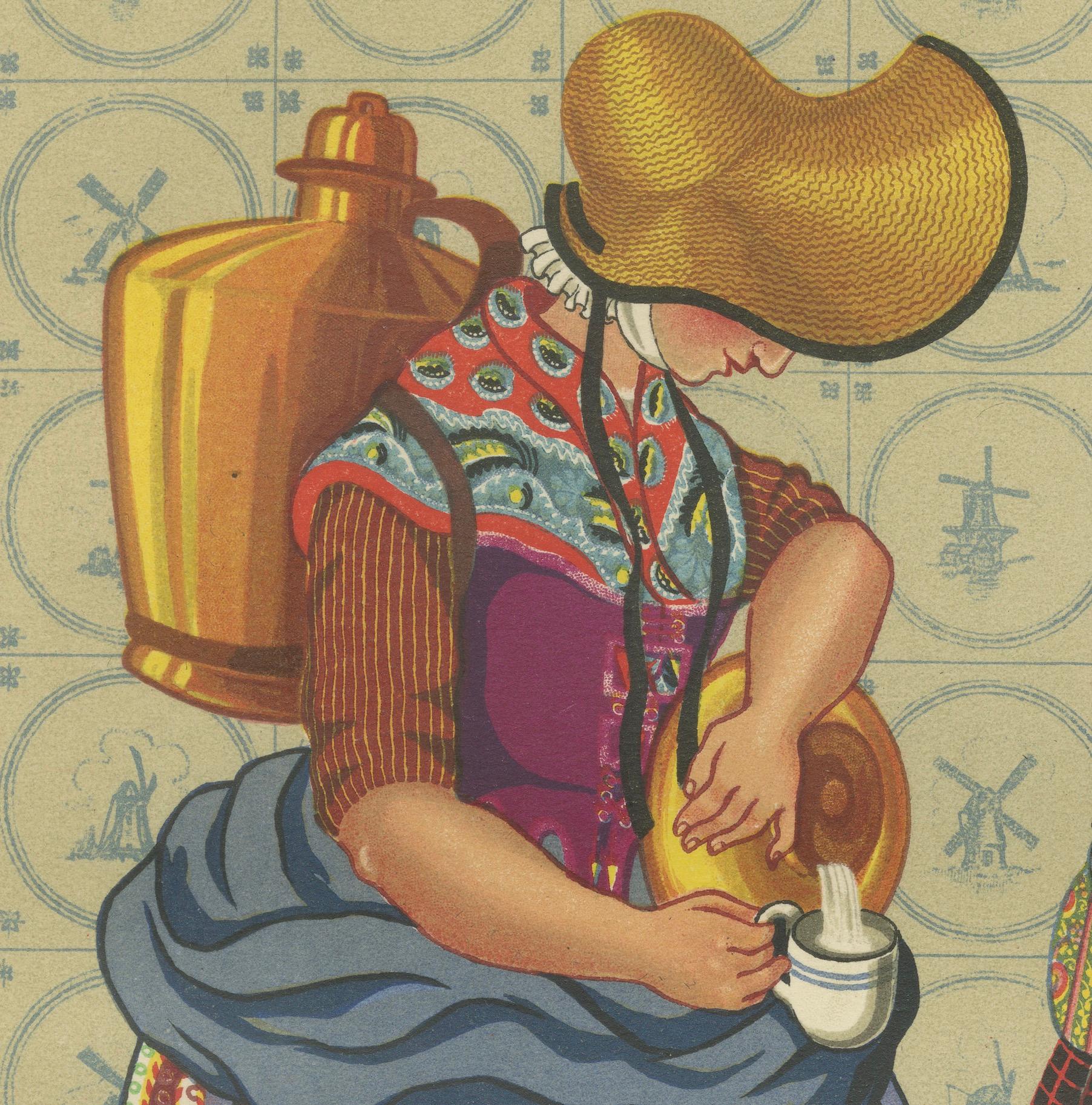 Metà XX secolo Inizio del XIX secolo. Lattaia e donna di città del Brabante in abiti popolari, pubblicato nel 1932 in vendita