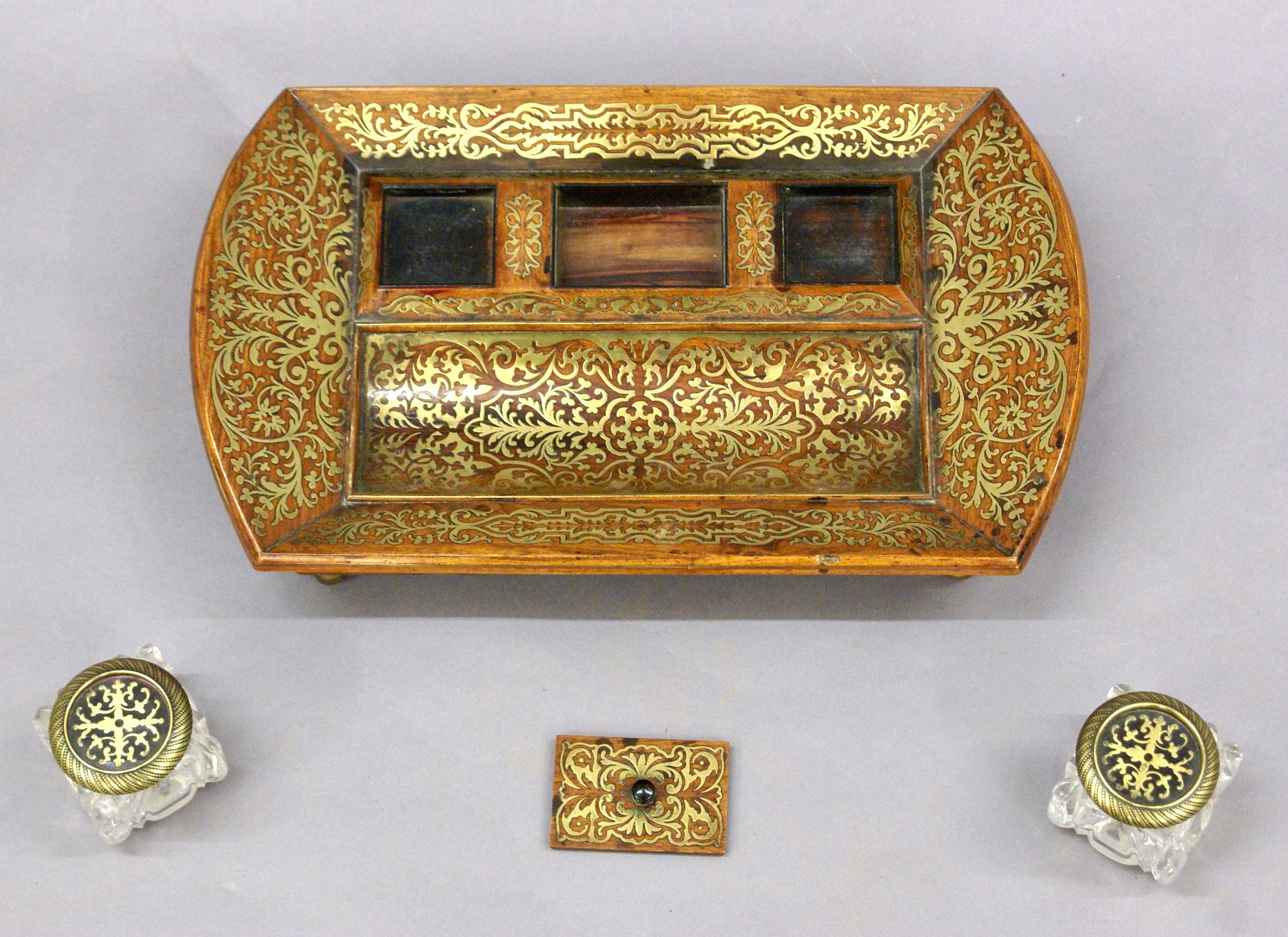 Early 19th Century Brass Inlaid Desk Inkstand In Good Condition In London, GB