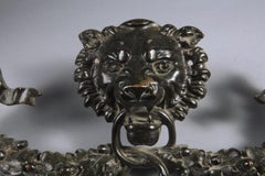 Early 19th C Bronze Mount Lion's Head Decoration