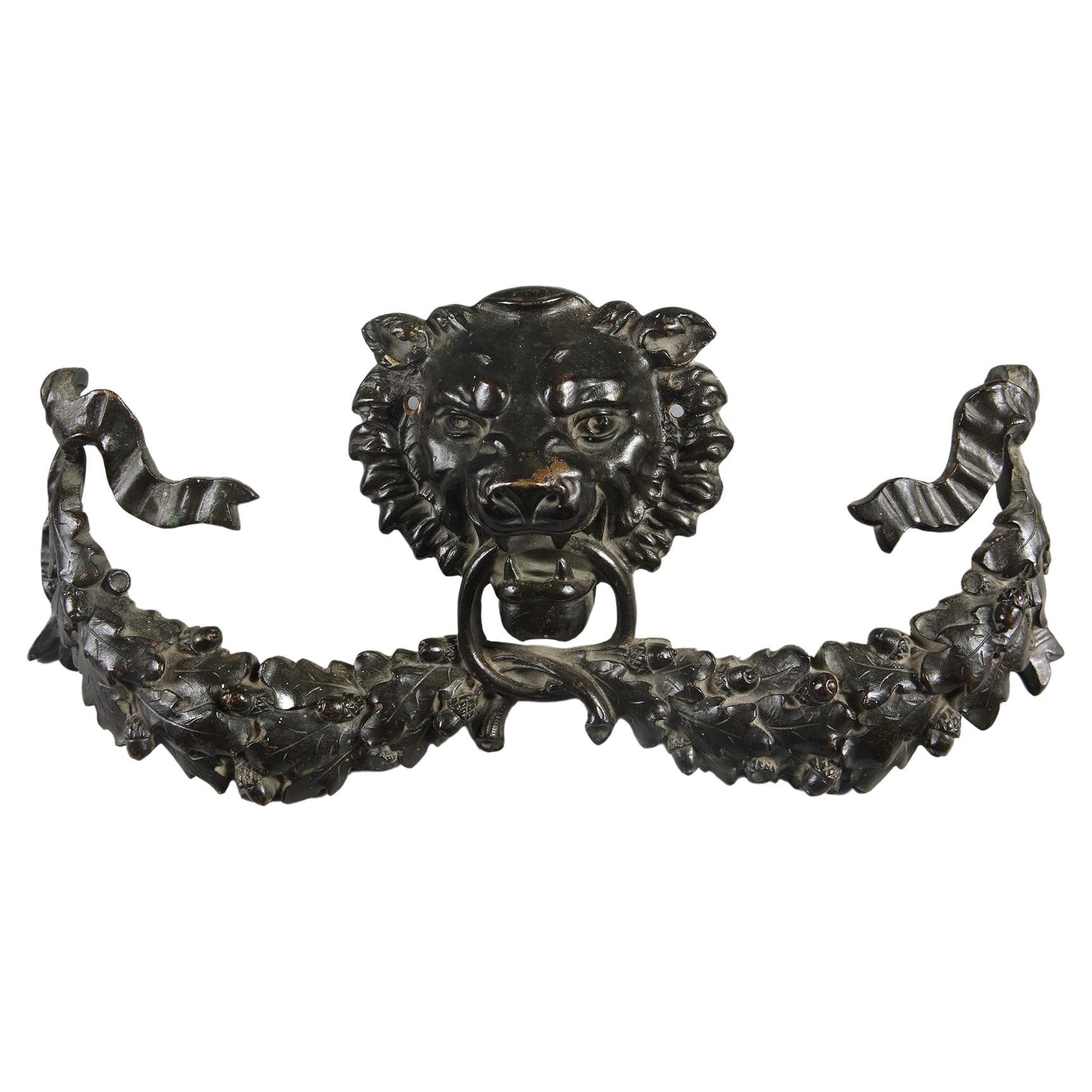 Early 19th C Bronze Mount Lion's Head Decoration