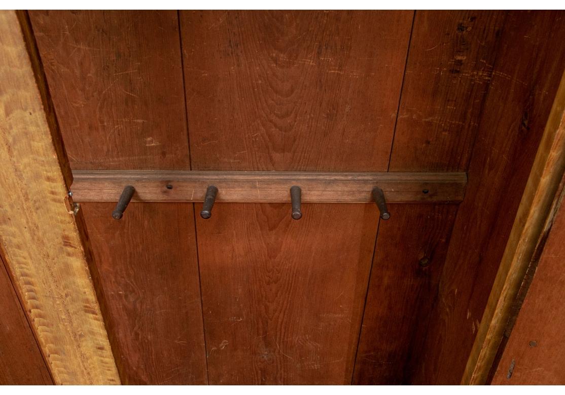Early 19th C. Canadian Paint Decorated Pine Armoire For Sale 4