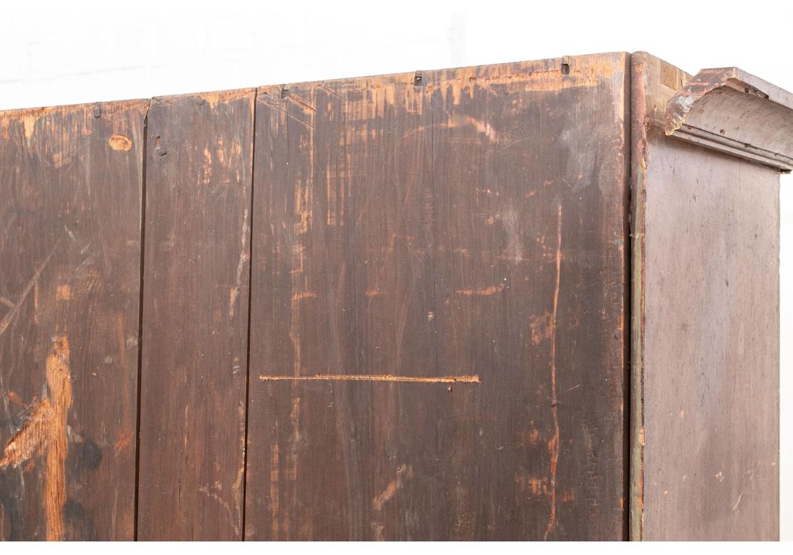 Early 19th C. Canadian Paint Decorated Pine Armoire For Sale 11