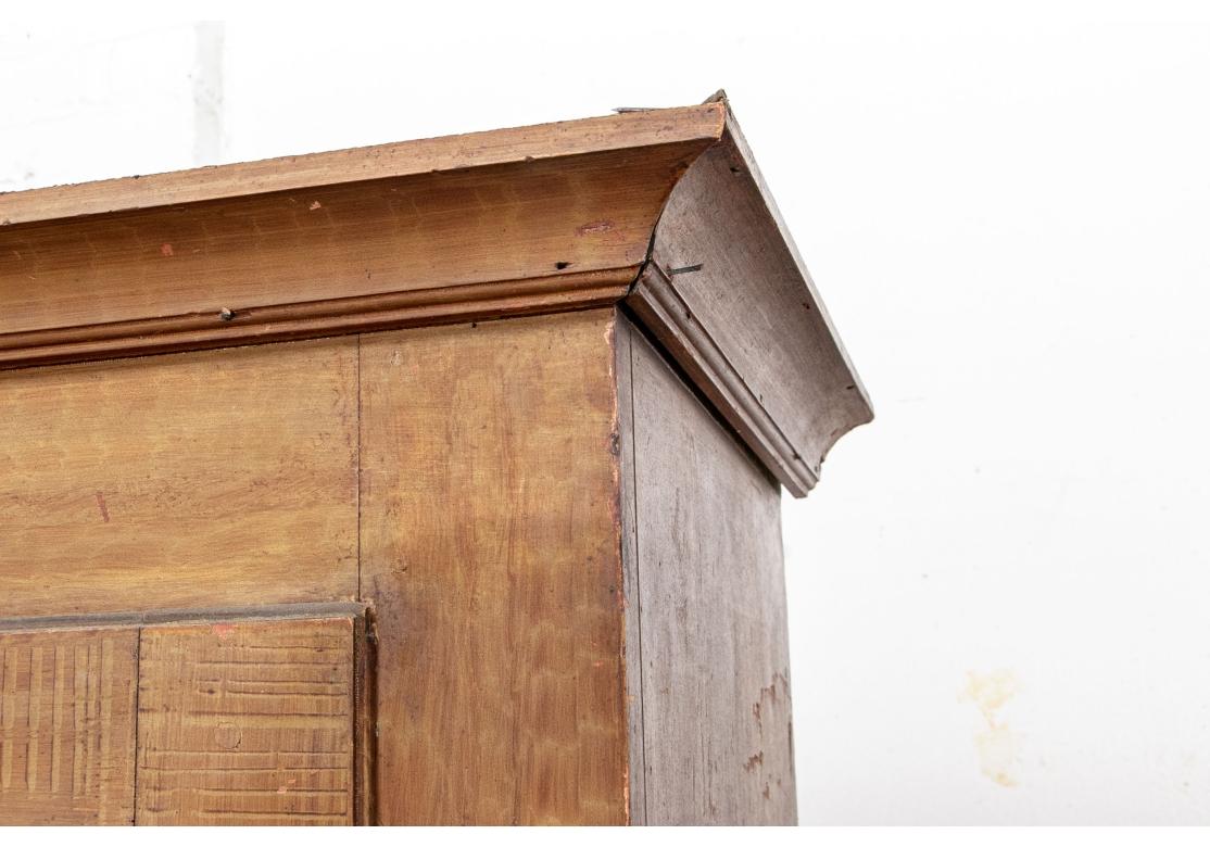 Early 19th C. Canadian Paint Decorated Pine Armoire In Distressed Condition For Sale In Bridgeport, CT