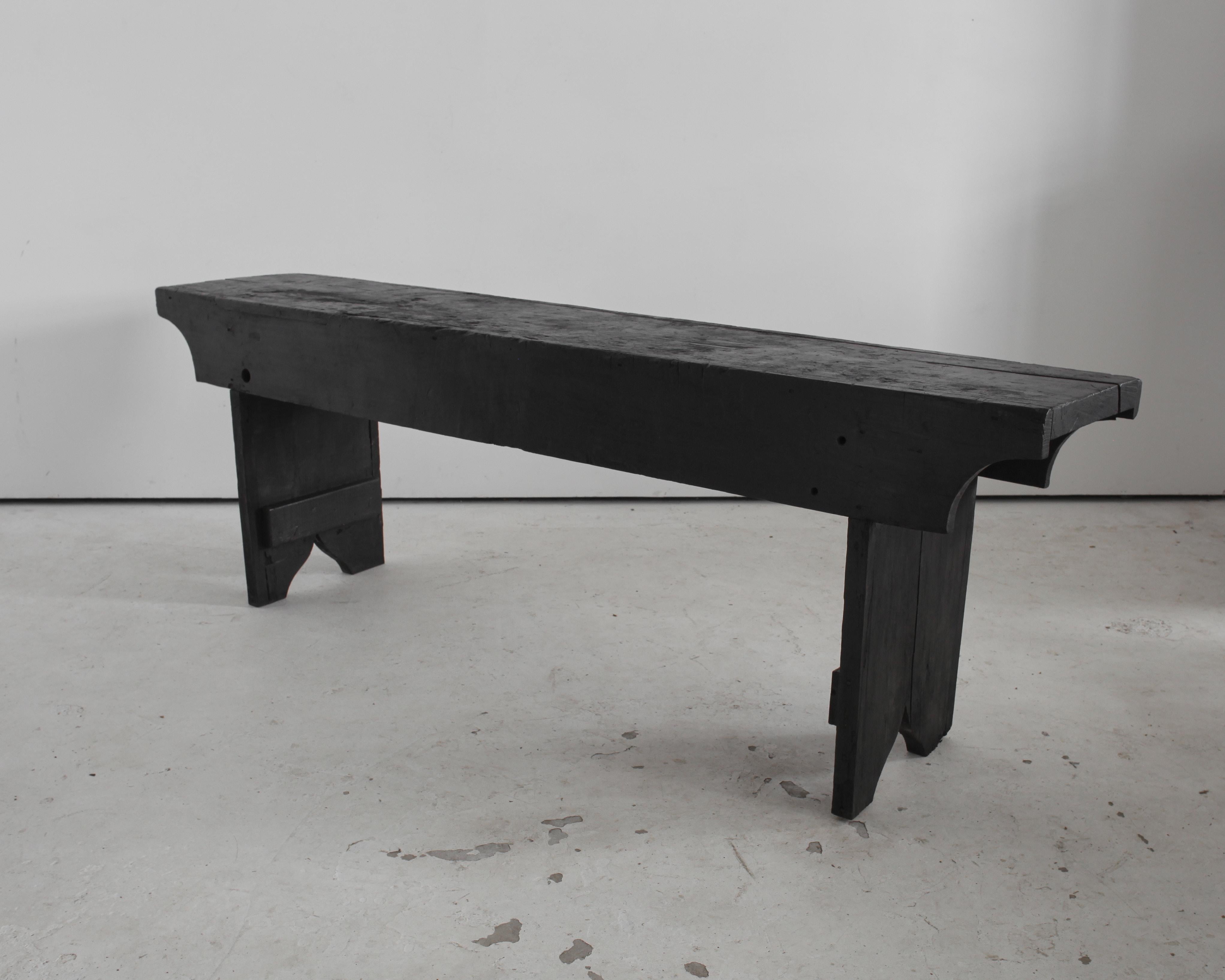 Early 19Th C. Catalan Primitive Charred Chestnut Console Wabi Sabi In Good Condition For Sale In London, GB