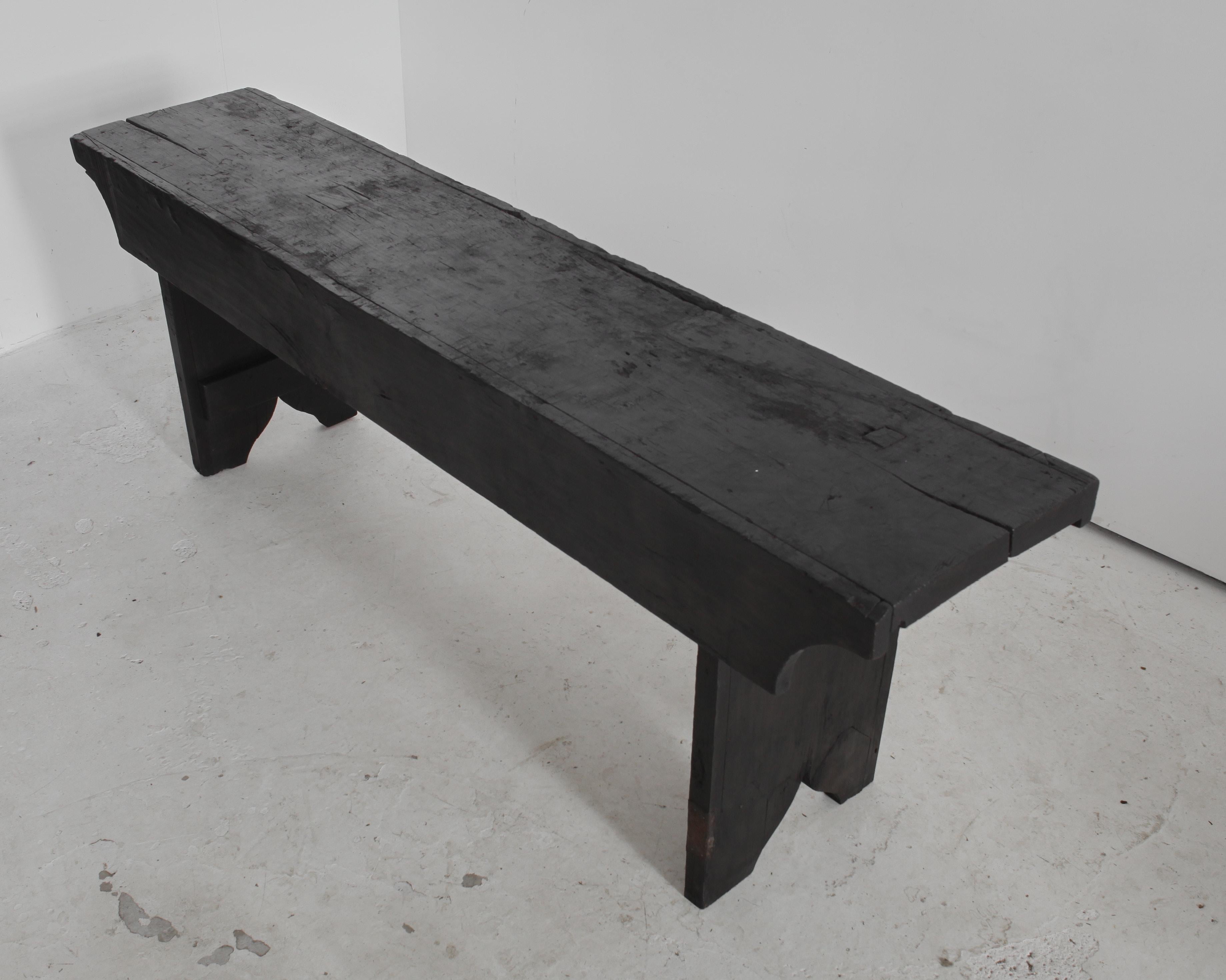 Early 19Th C. Catalan Primitive Charred Chestnut Console Wabi Sabi For Sale 3