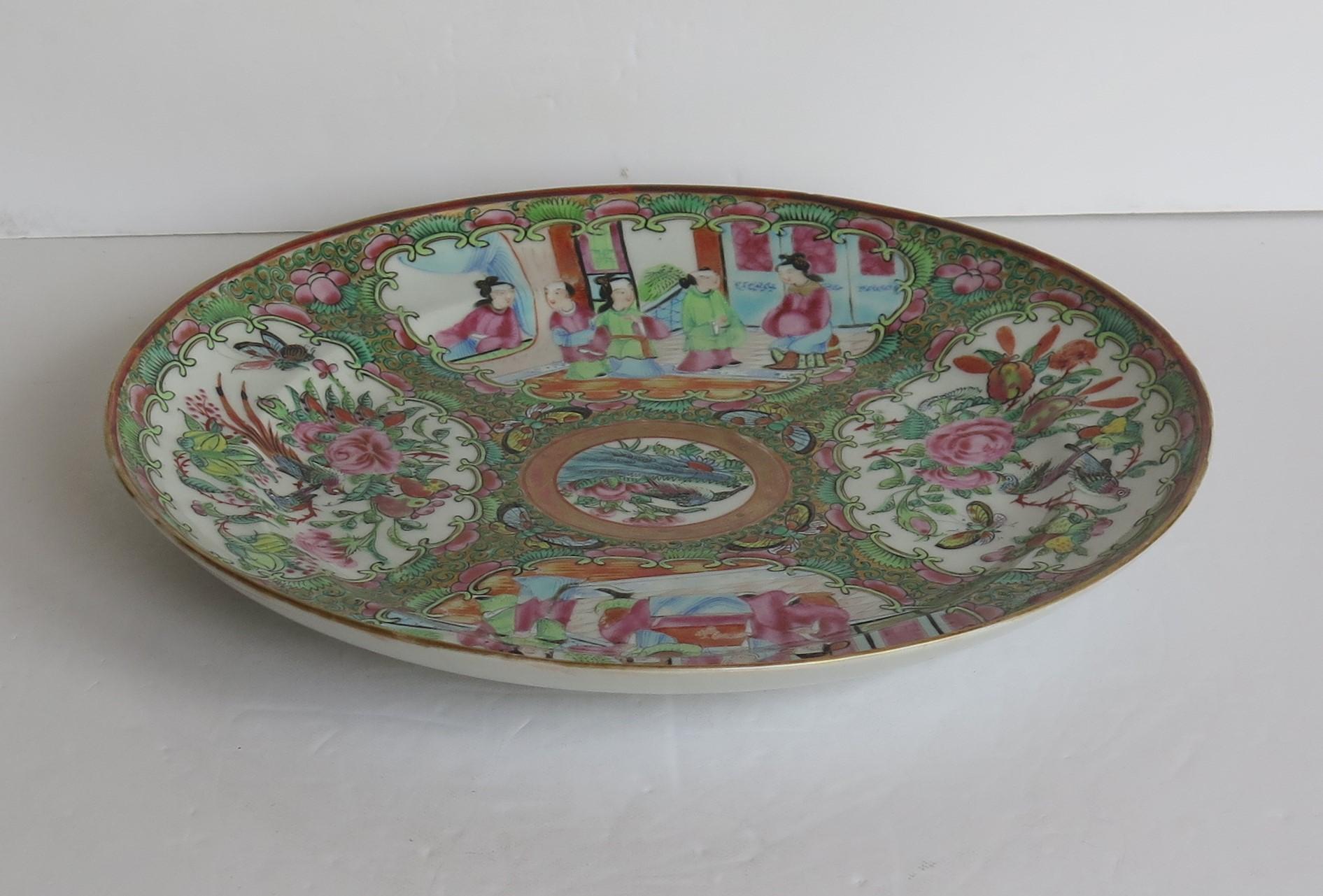 Chinese Export Porcelain Dinner Plate Rose Medallion, Qing Ca 1820 6