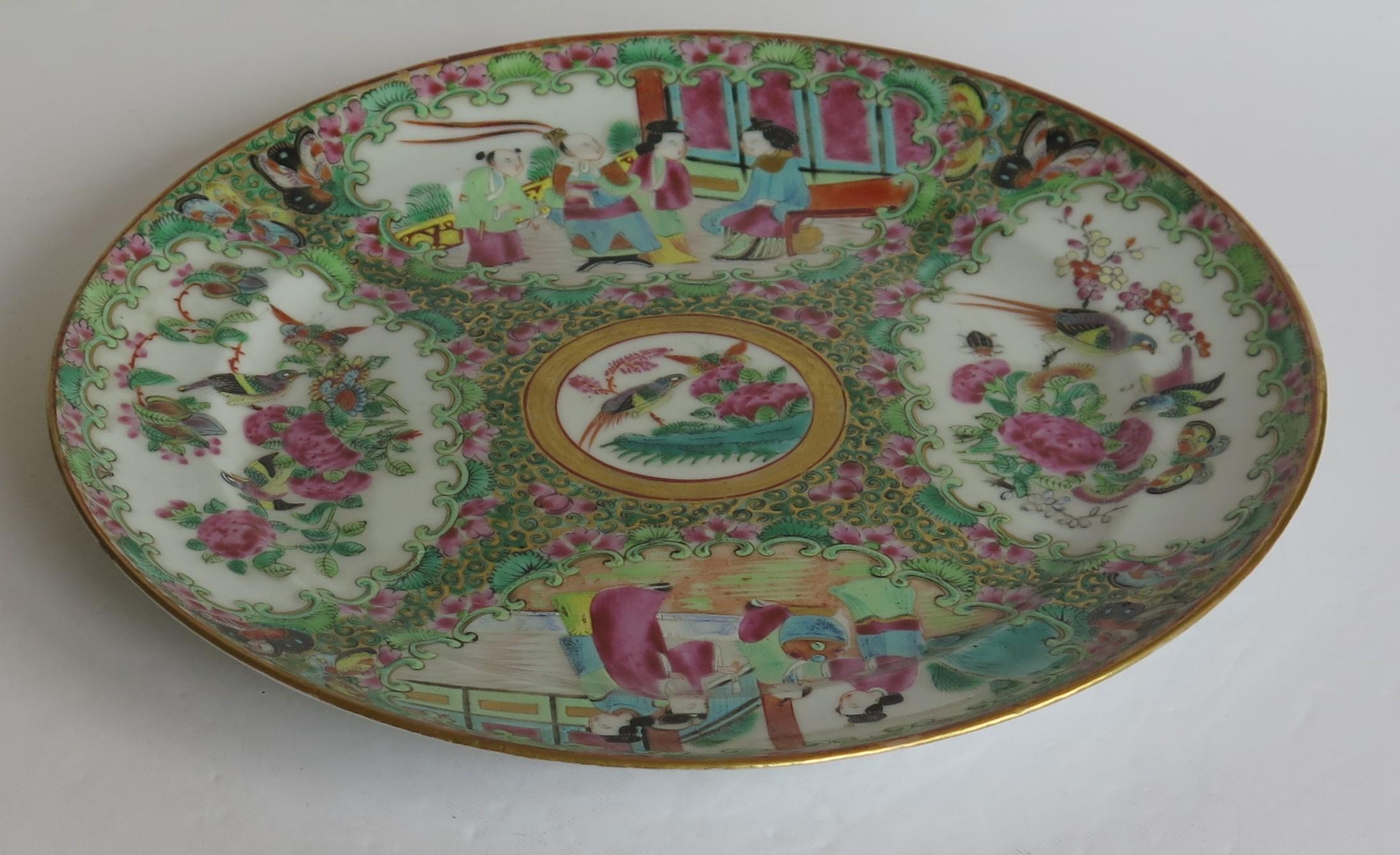 Chinese Export Dinner Plate Rose Medallion porcelain, Qing Ca 1820 6