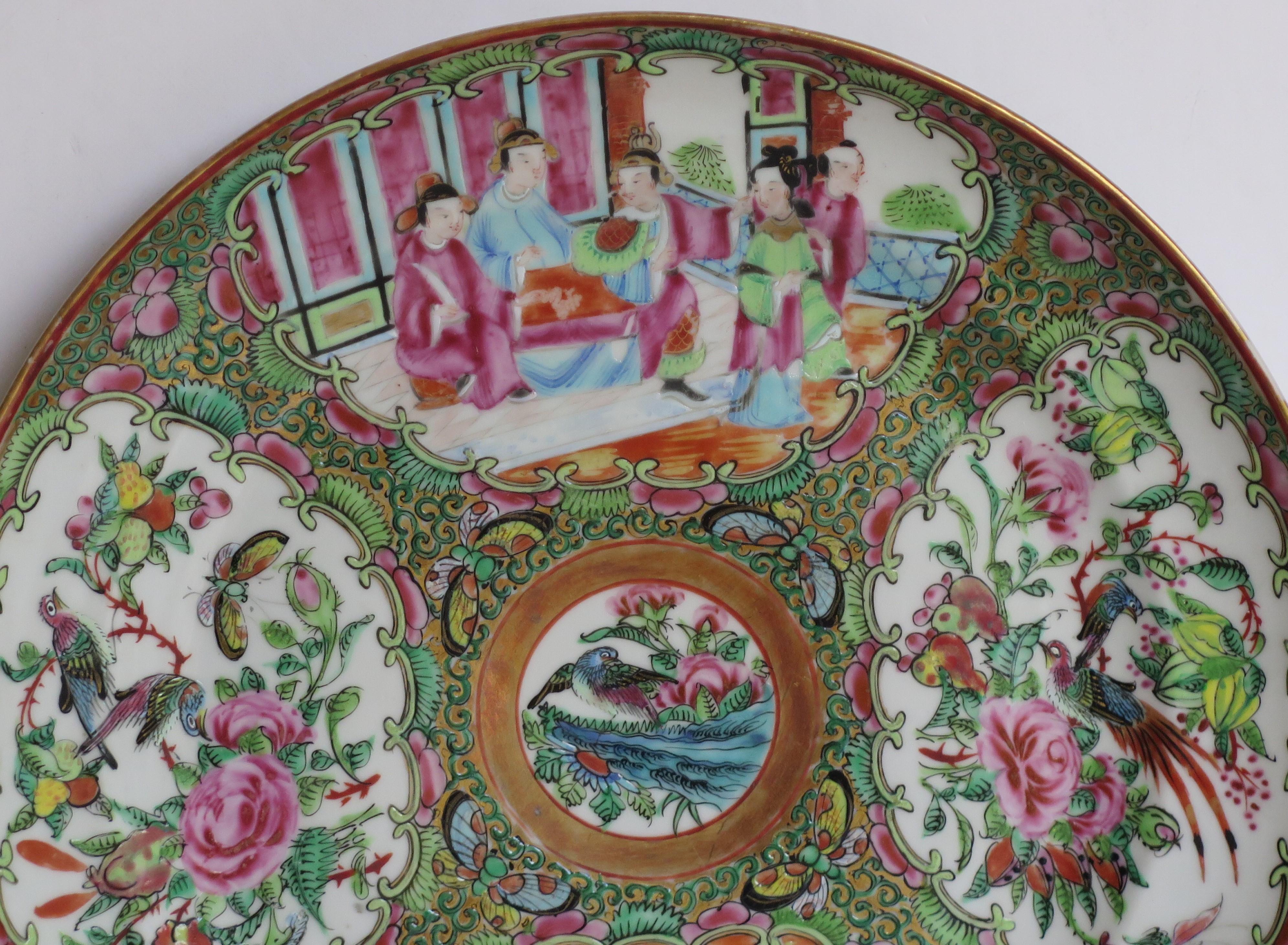 Chinese Export Porcelain Dinner Plate Rose Medallion, Qing Ca 1820 1