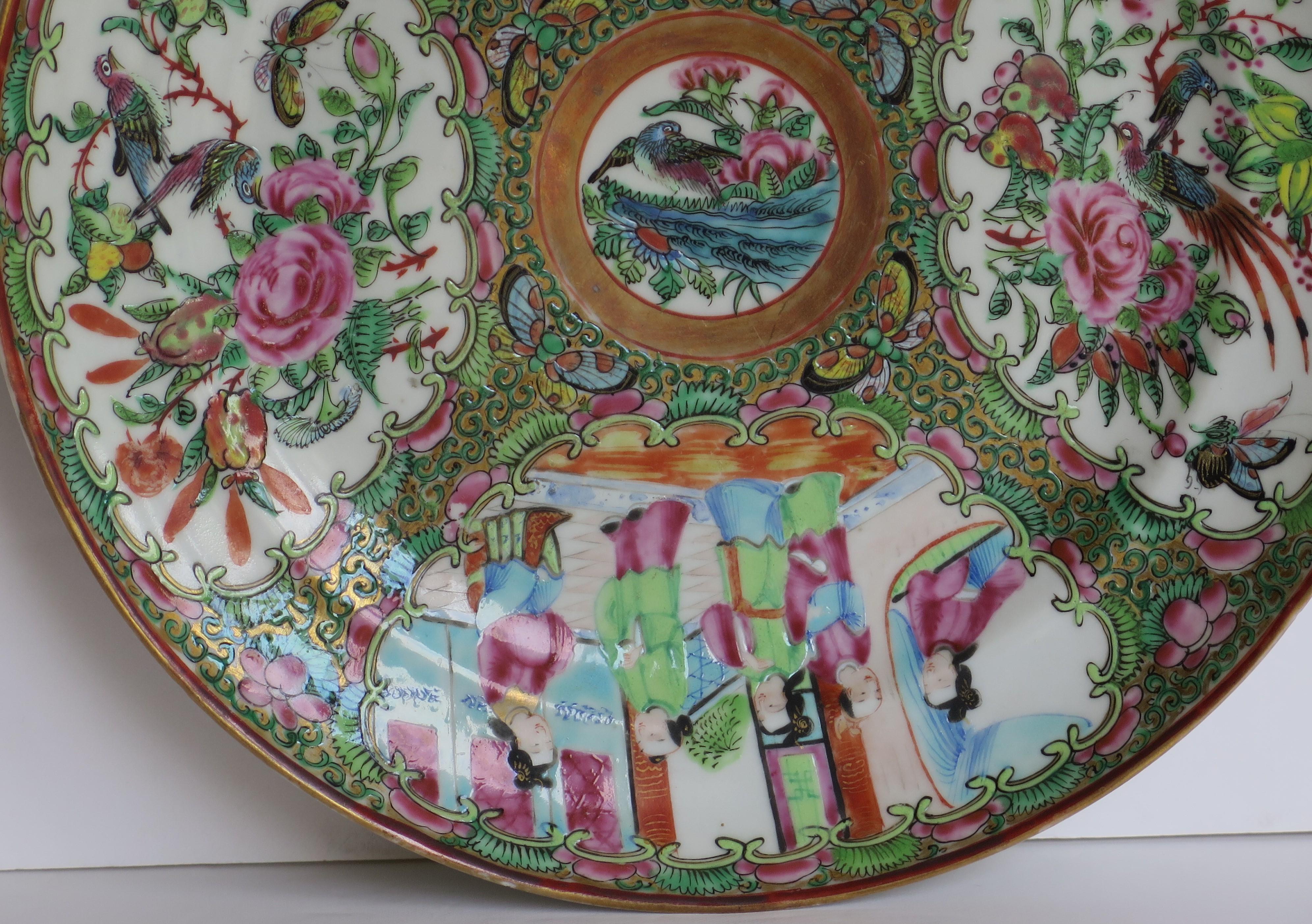 Chinese Export Porcelain Dinner Plate Rose Medallion, Qing Ca 1820 2