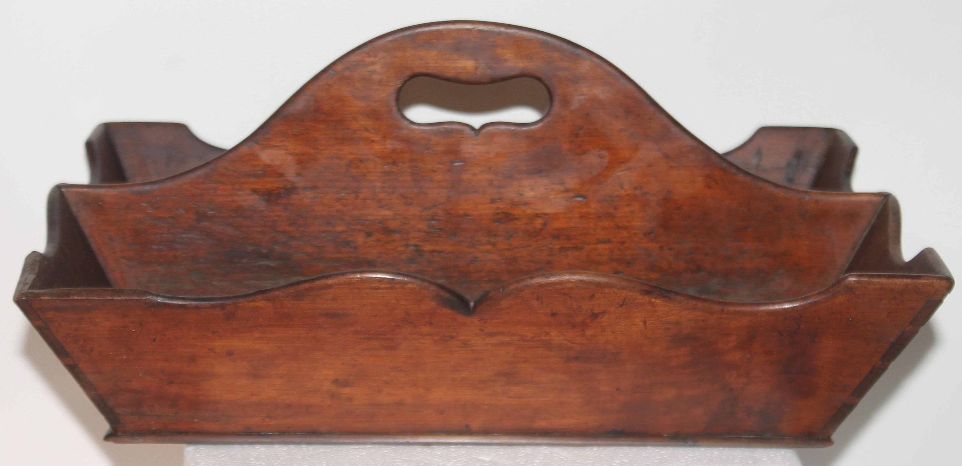 Early 19th C Cutlery tray w/ Scallop Edges. Hand crafted. Good Condition.