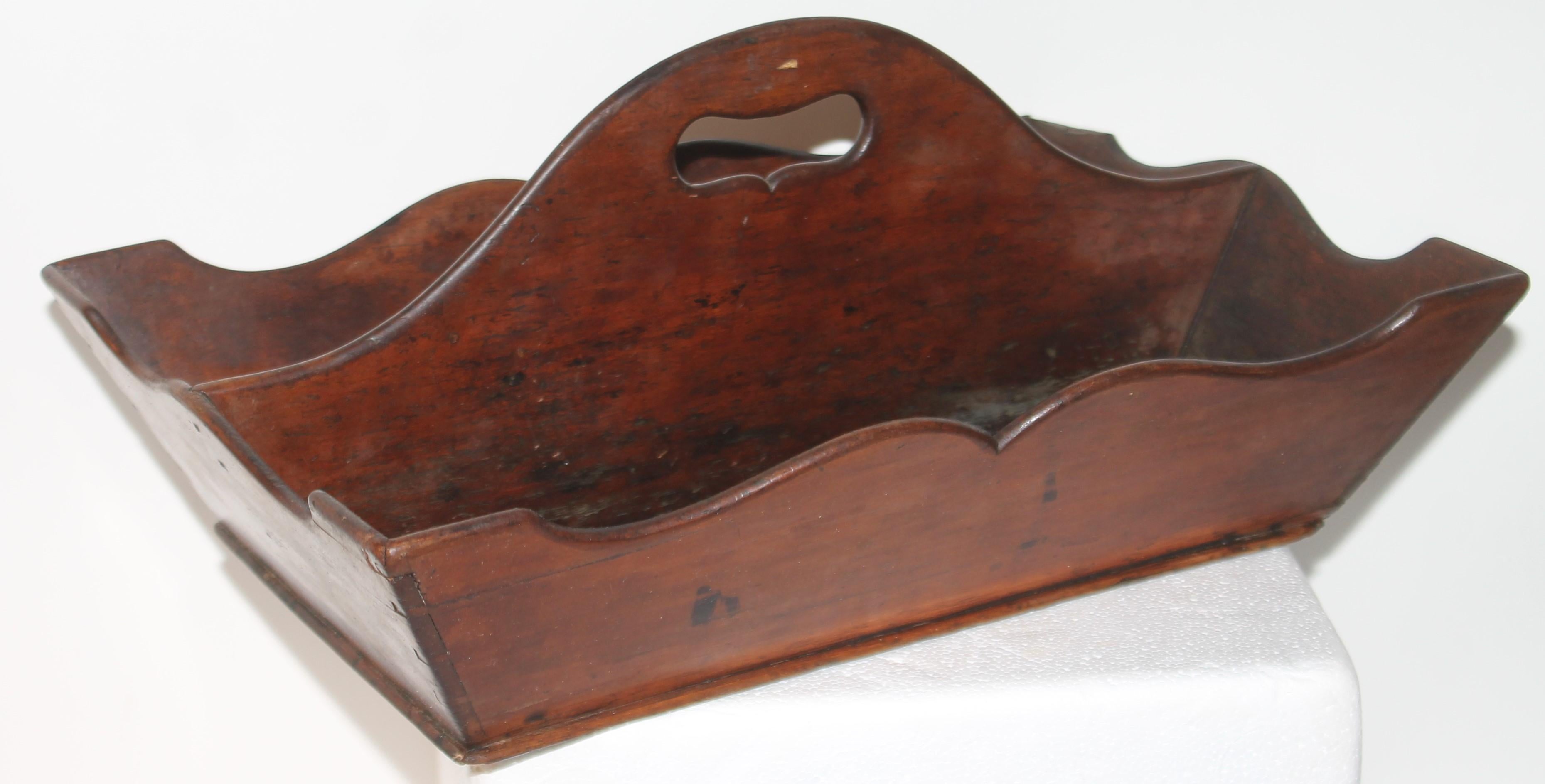 Adirondack Early 19th C Cutlery Tray W/ Scallop Edges For Sale