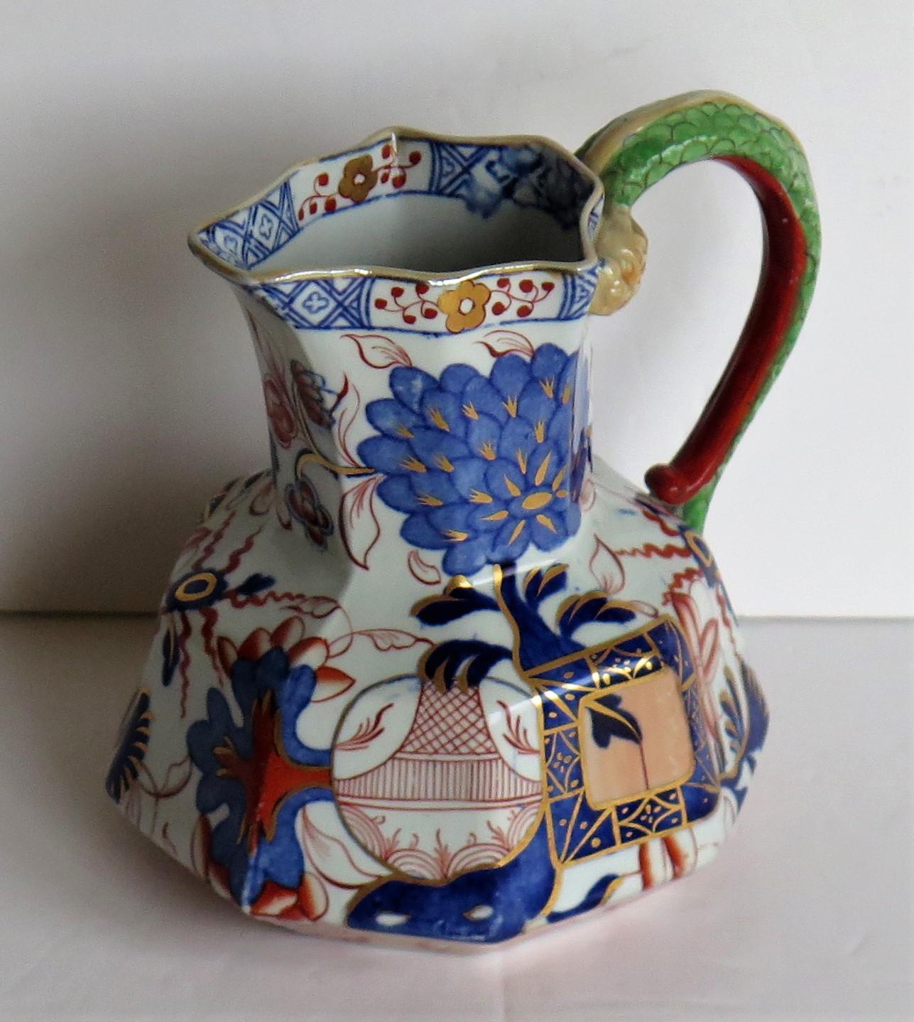 This is a very good Hydra jug or Pitcher made by the Davenport Company of Longport, Staffordshire, England in the late Georgian period, circa 1805-1820, made of Ironstone pottery, which Davenport called Stone China, early 19th century.

It is very