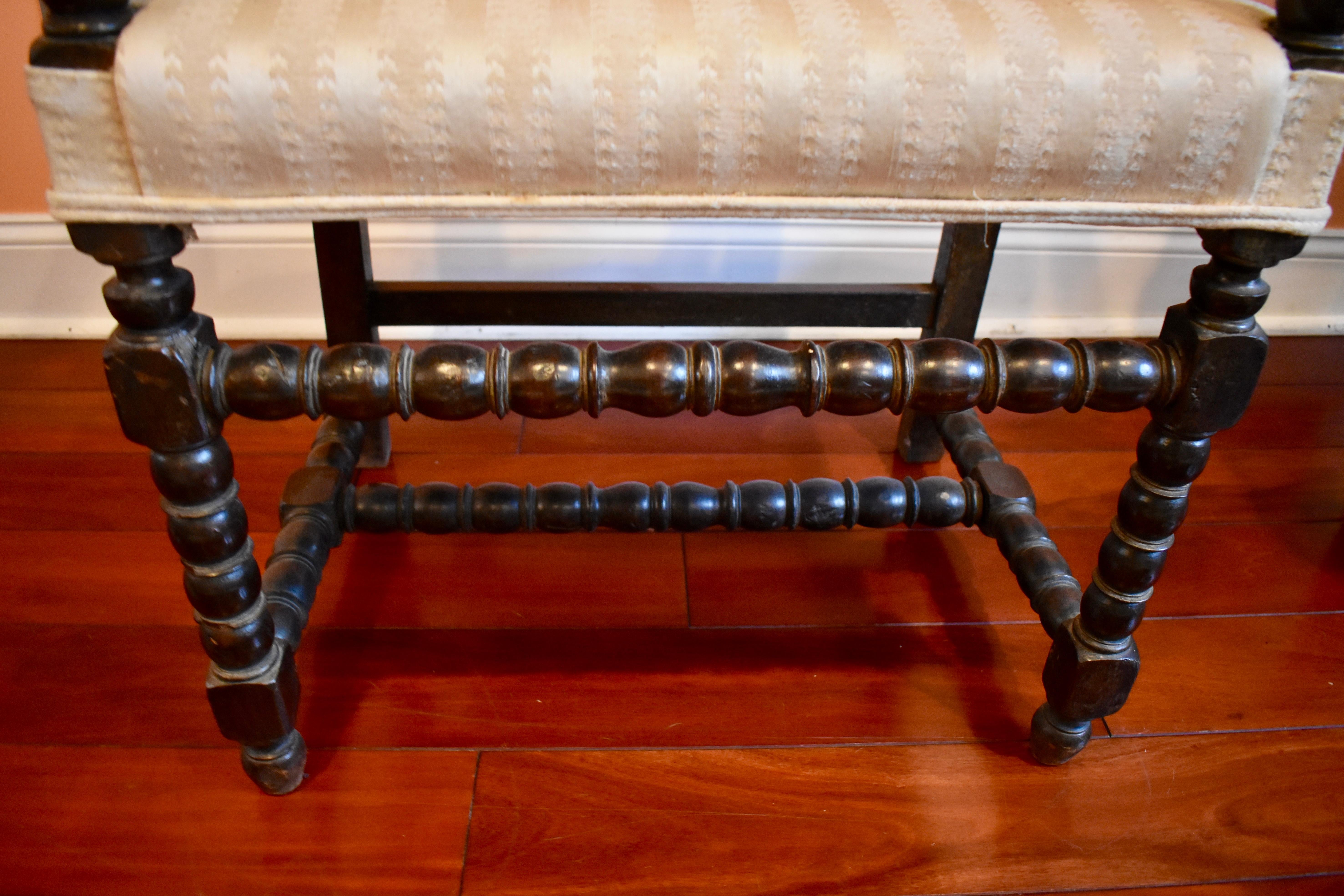 19th Century Dutch Colonial Ebonized Spindle Turned Wood Side Chairs, a Pair 5