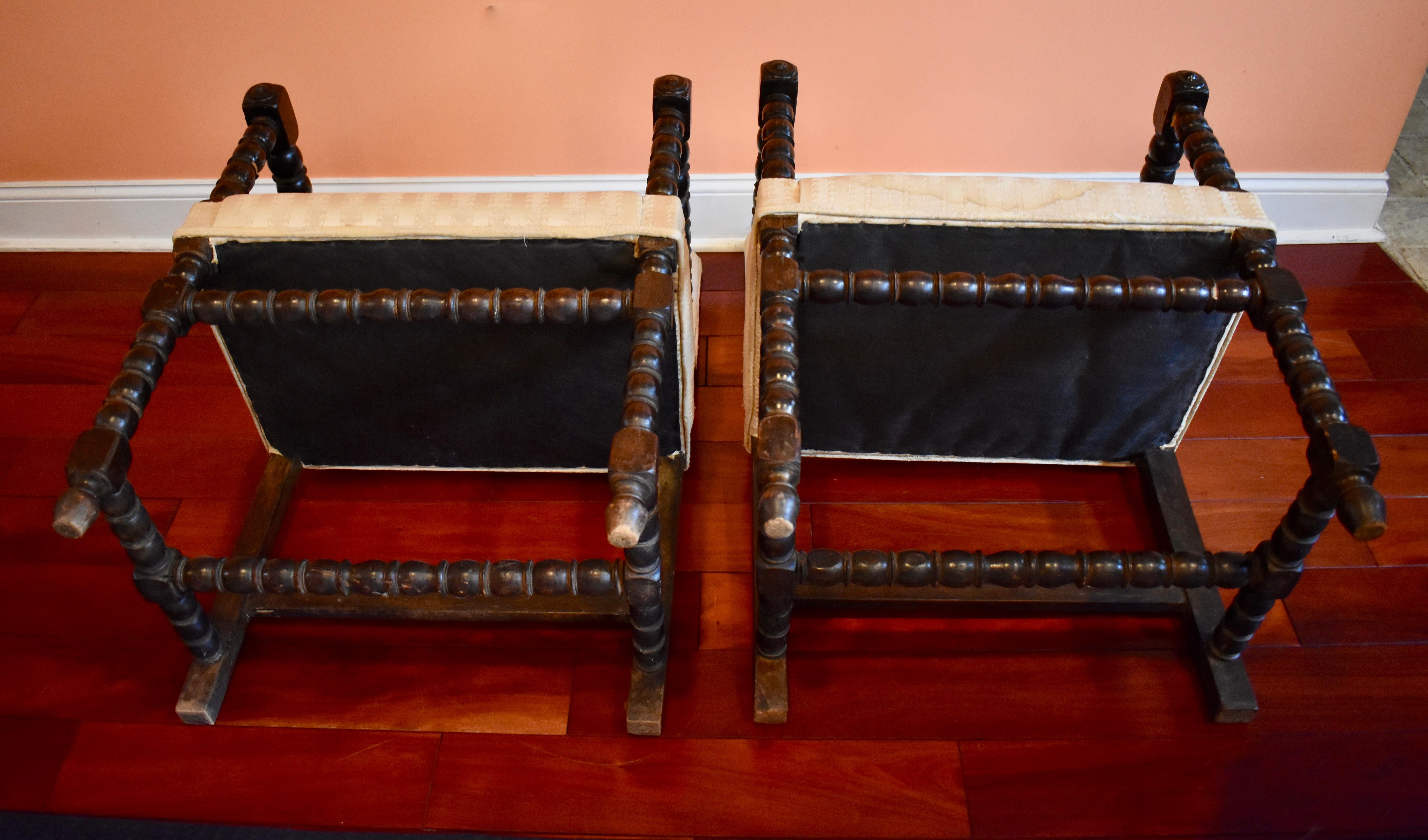 19th Century Dutch Colonial Ebonized Spindle Turned Wood Side Chairs, a Pair 8