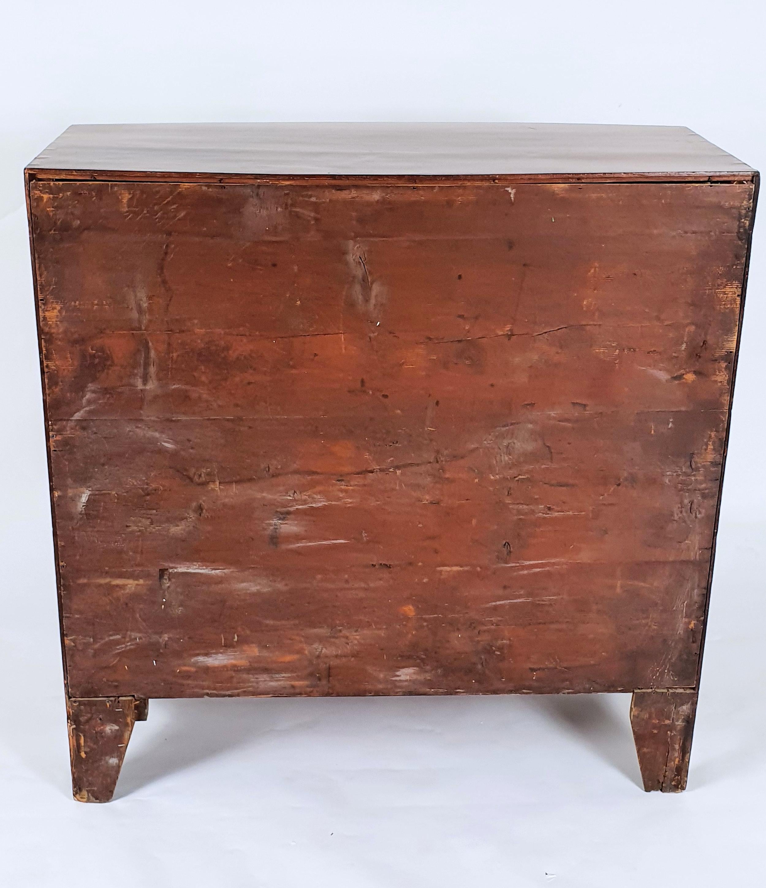 Early 19th Century English Flame Mahogany Bow Fronted Chest of Drawers 3