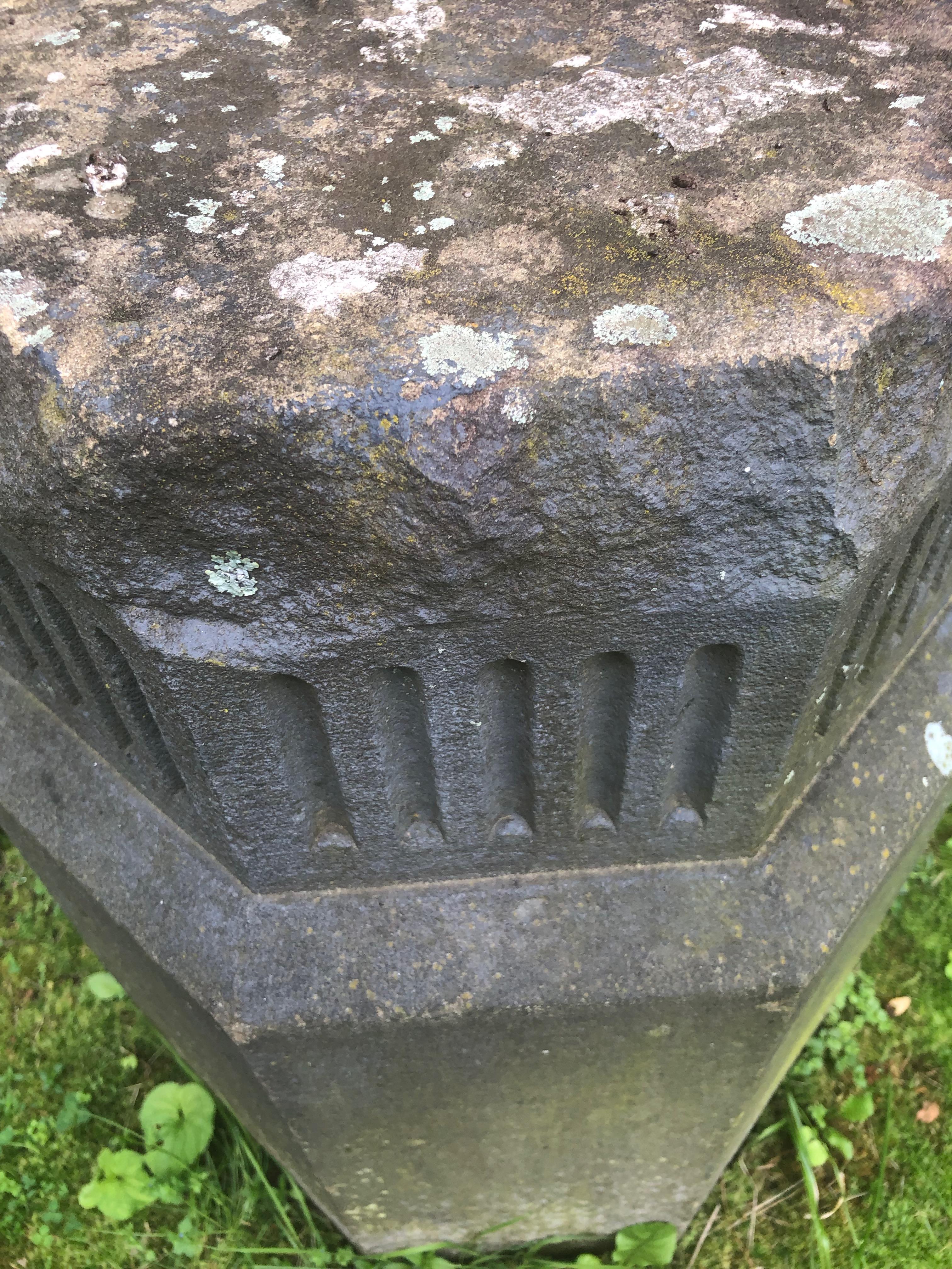 Early 19th C English Hand-Carved Octagonal Yorkstone Pedestal 4