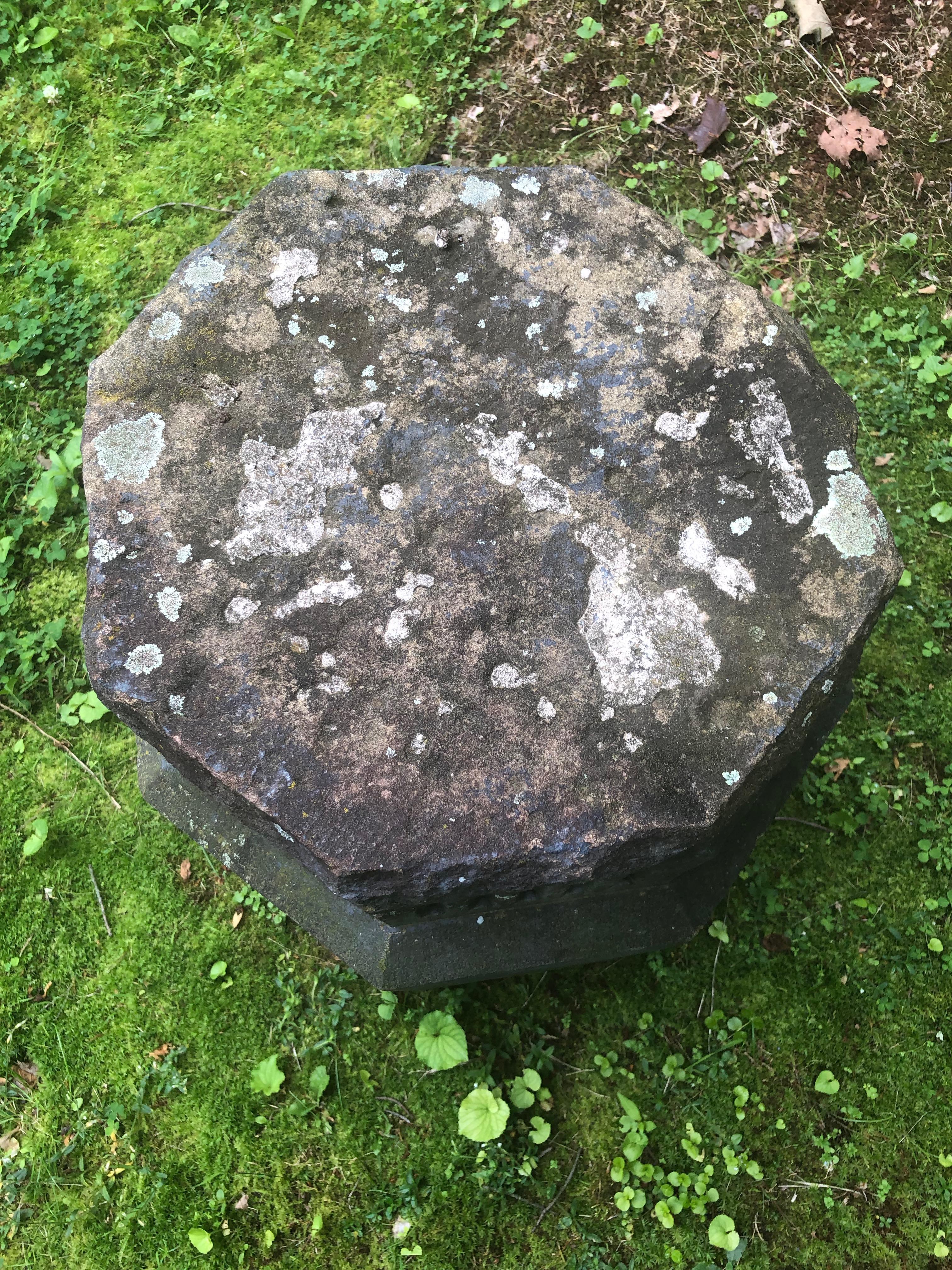 19th Century Early 19th C English Hand-Carved Octagonal Yorkstone Pedestal