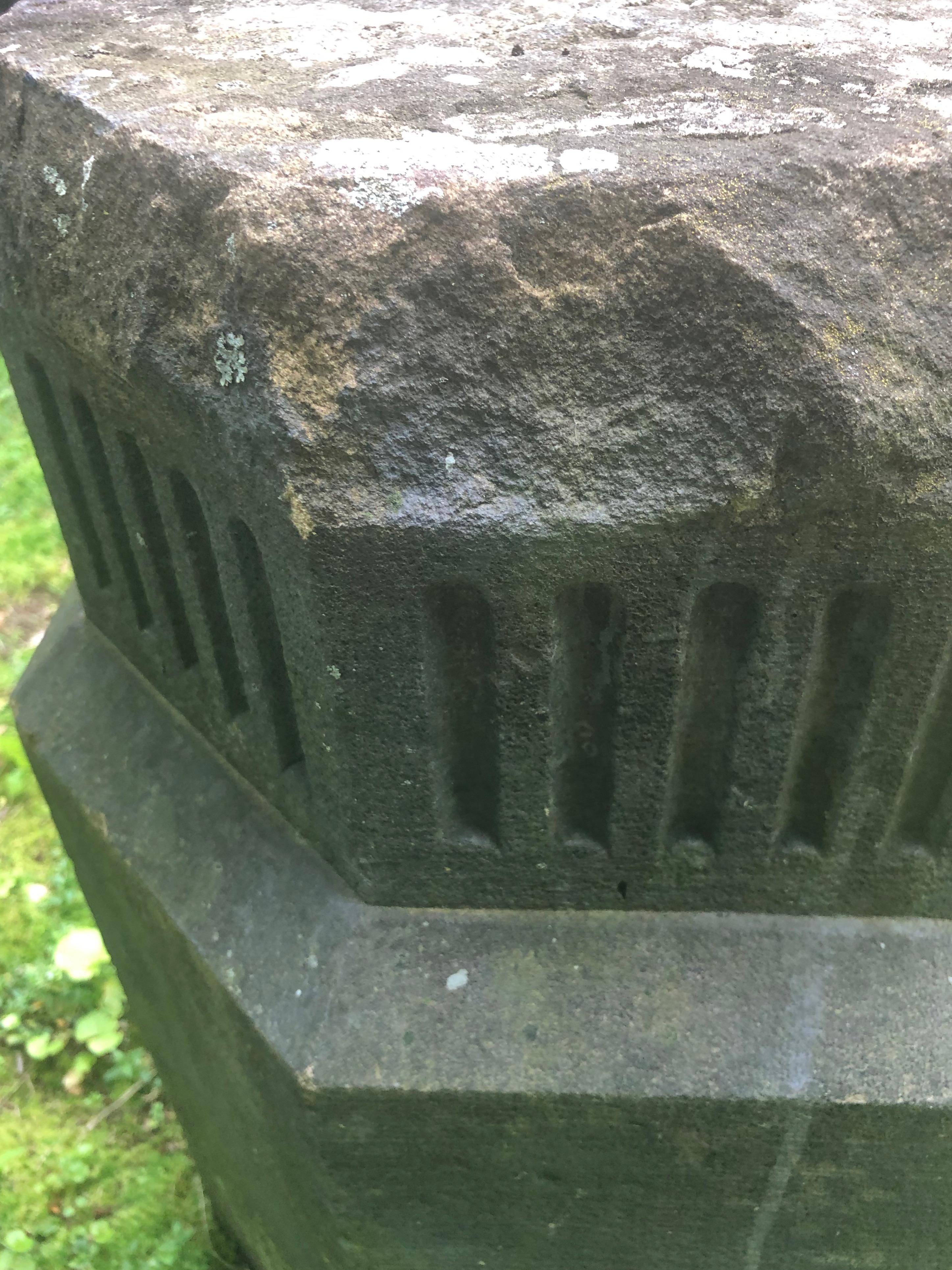 Early 19th C English Hand-Carved Octagonal Yorkstone Pedestal 1