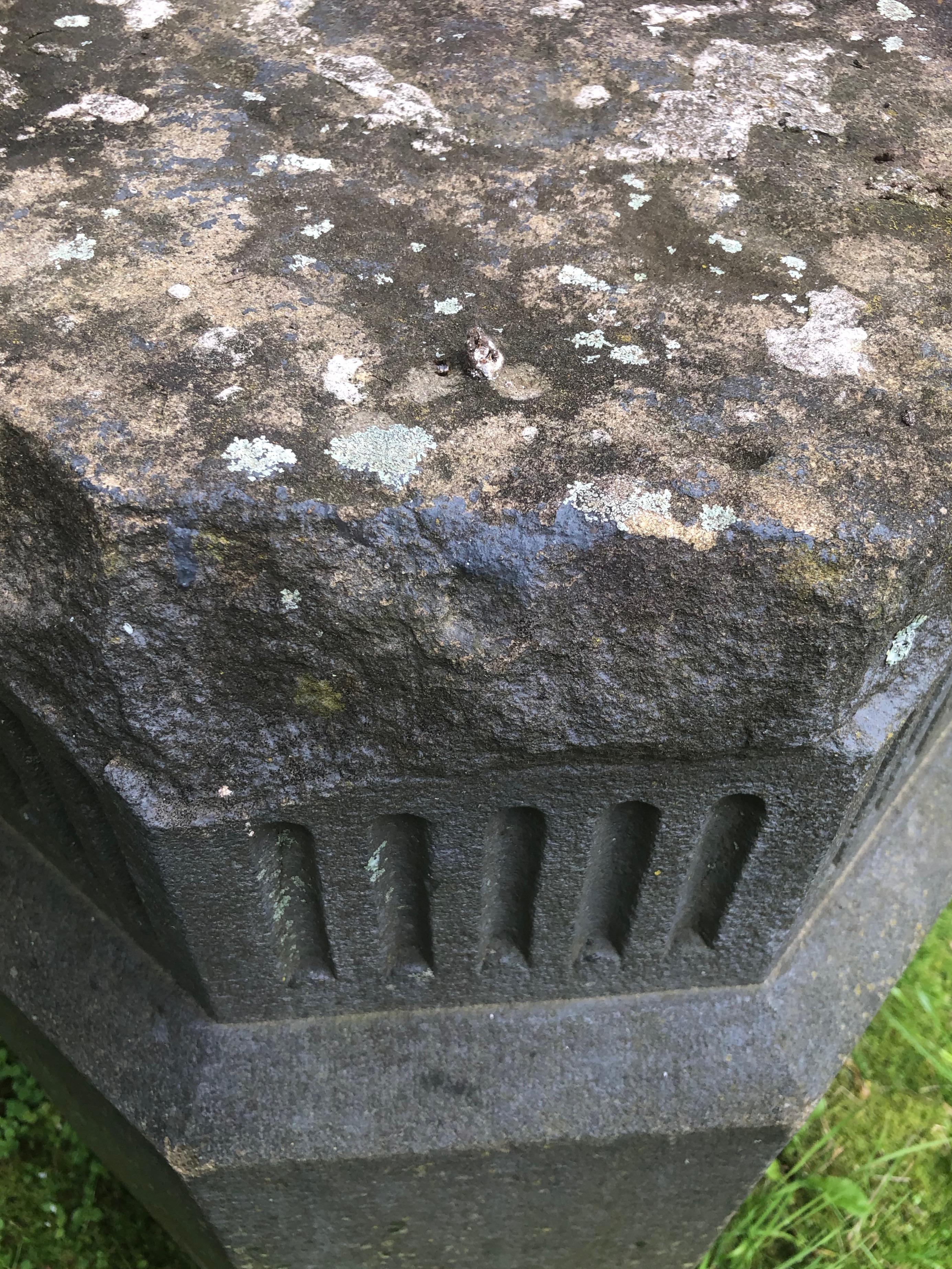 Early 19th C English Hand-Carved Octagonal Yorkstone Pedestal 3