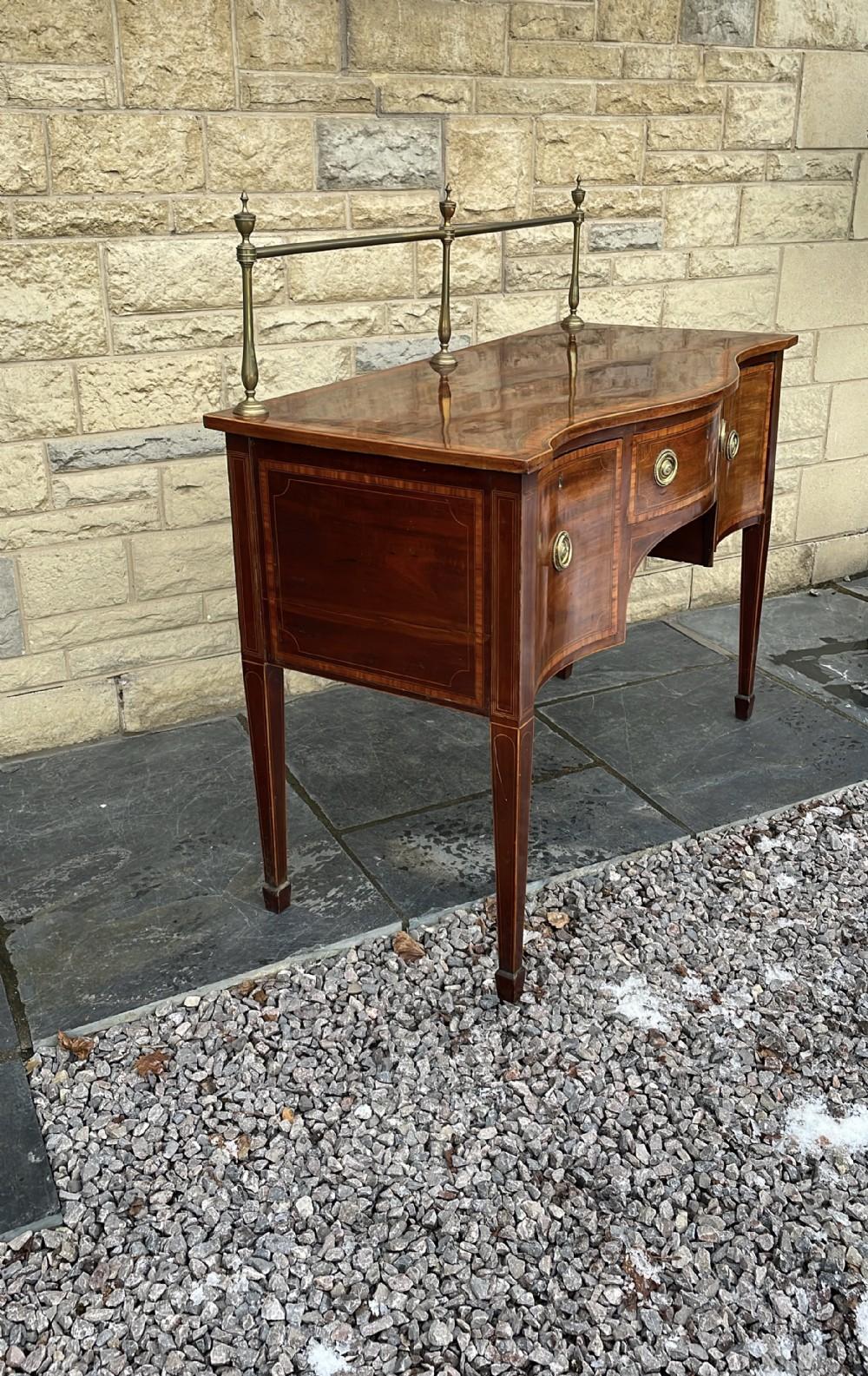  Early 19th C. English Inlaid Figured Mahogany Hepp. Style Serpentine Sideboard For Sale 3