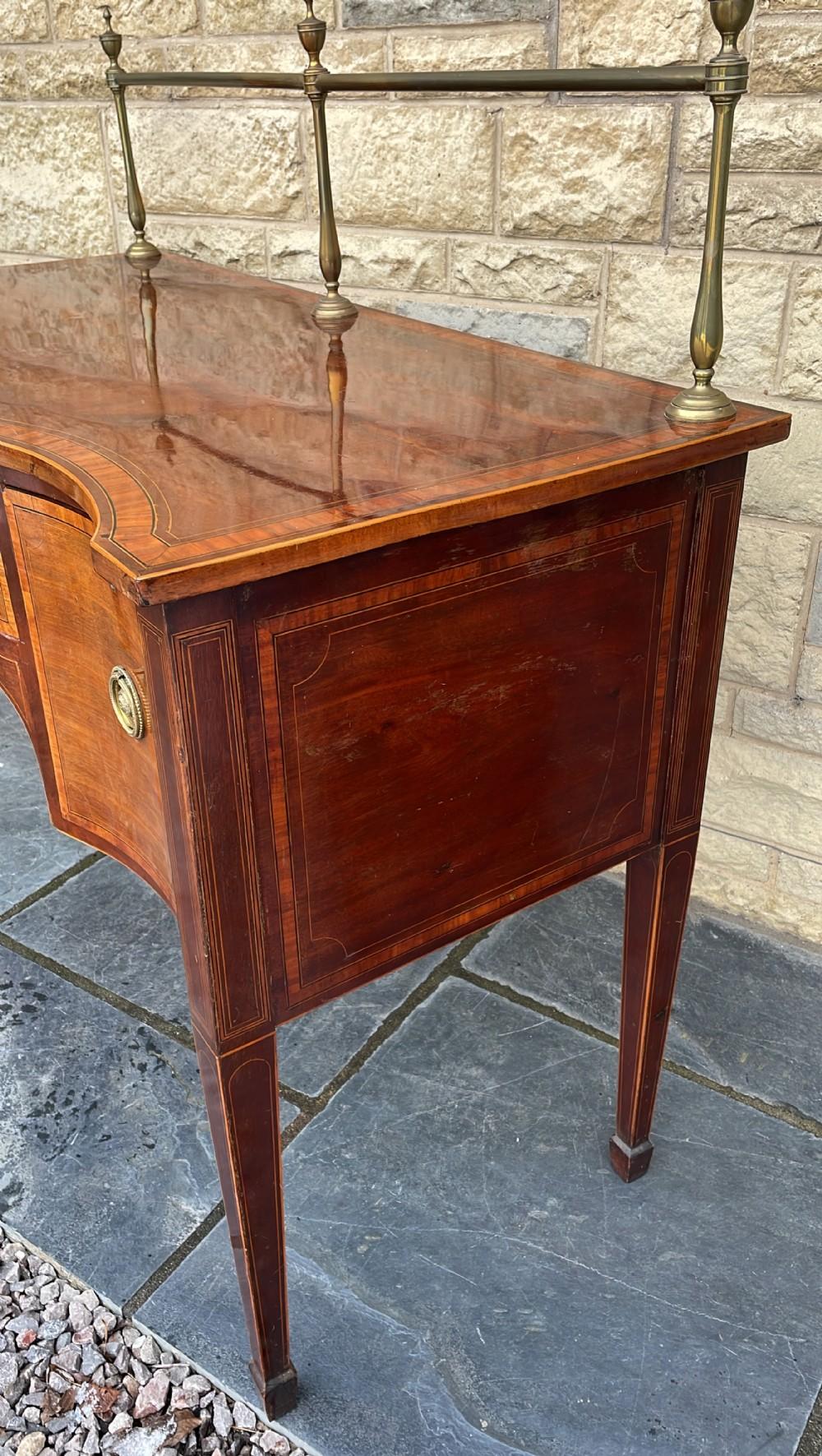  Early 19th C. English Inlaid Figured Mahogany Hepp. Style Serpentine Sideboard For Sale 6