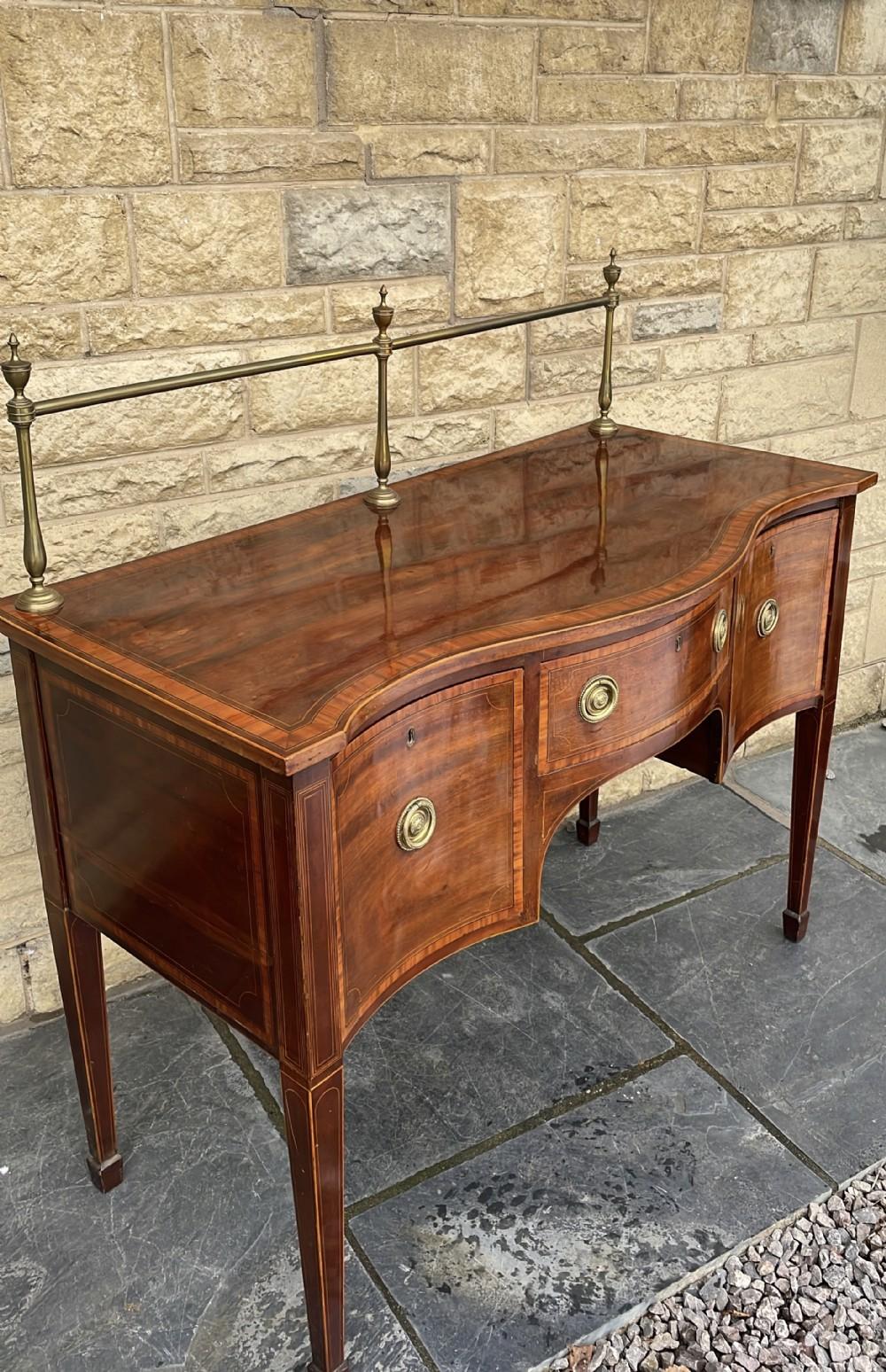  Early 19th C. English Inlaid Figured Mahogany Hepp. Style Serpentine Sideboard For Sale 7