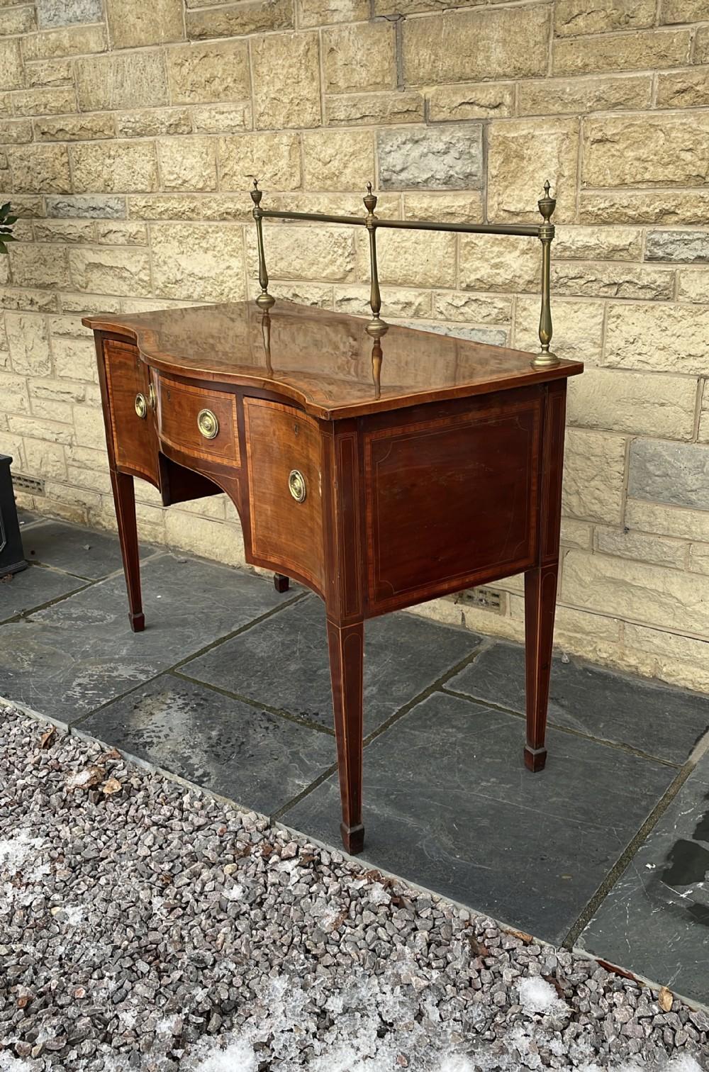  Early 19th C. English Inlaid Figured Mahogany Hepp. Style Serpentine Sideboard For Sale 8
