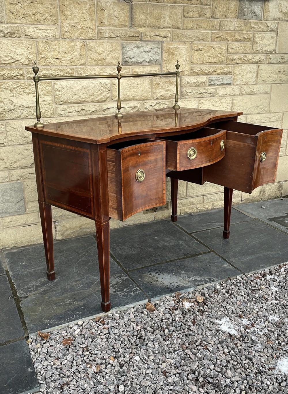  Early 19th C. English Inlaid Figured Mahogany Hepp. Style Serpentine Sideboard For Sale 11