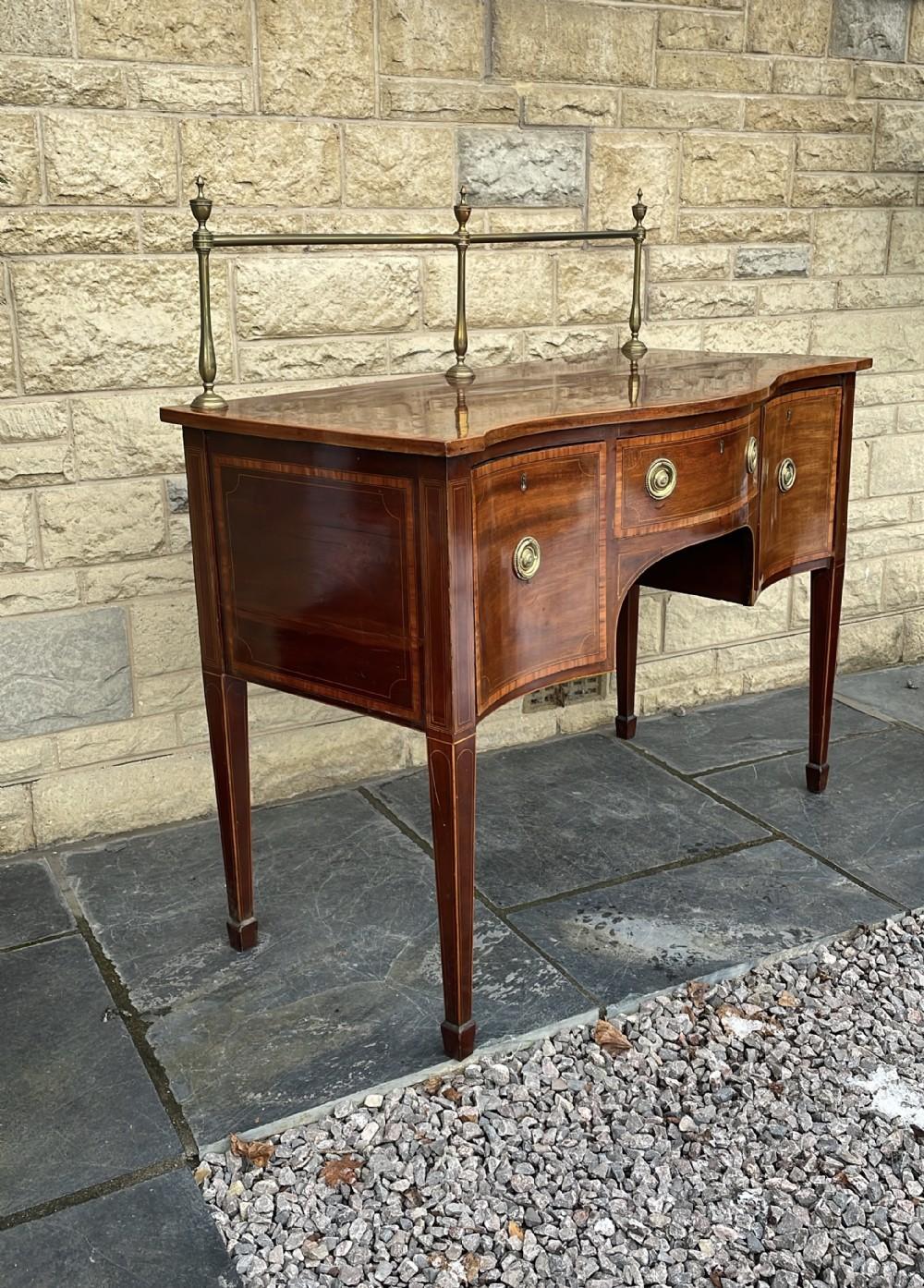  Early 19th C. English Inlaid Figured Mahogany Hepp. Style Serpentine Sideboard For Sale 12