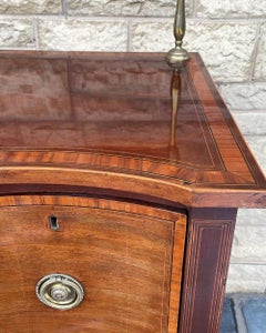 Early 19th C. English Inlaid Figured Mahogany Hepp. Style Serpentine Sideboard