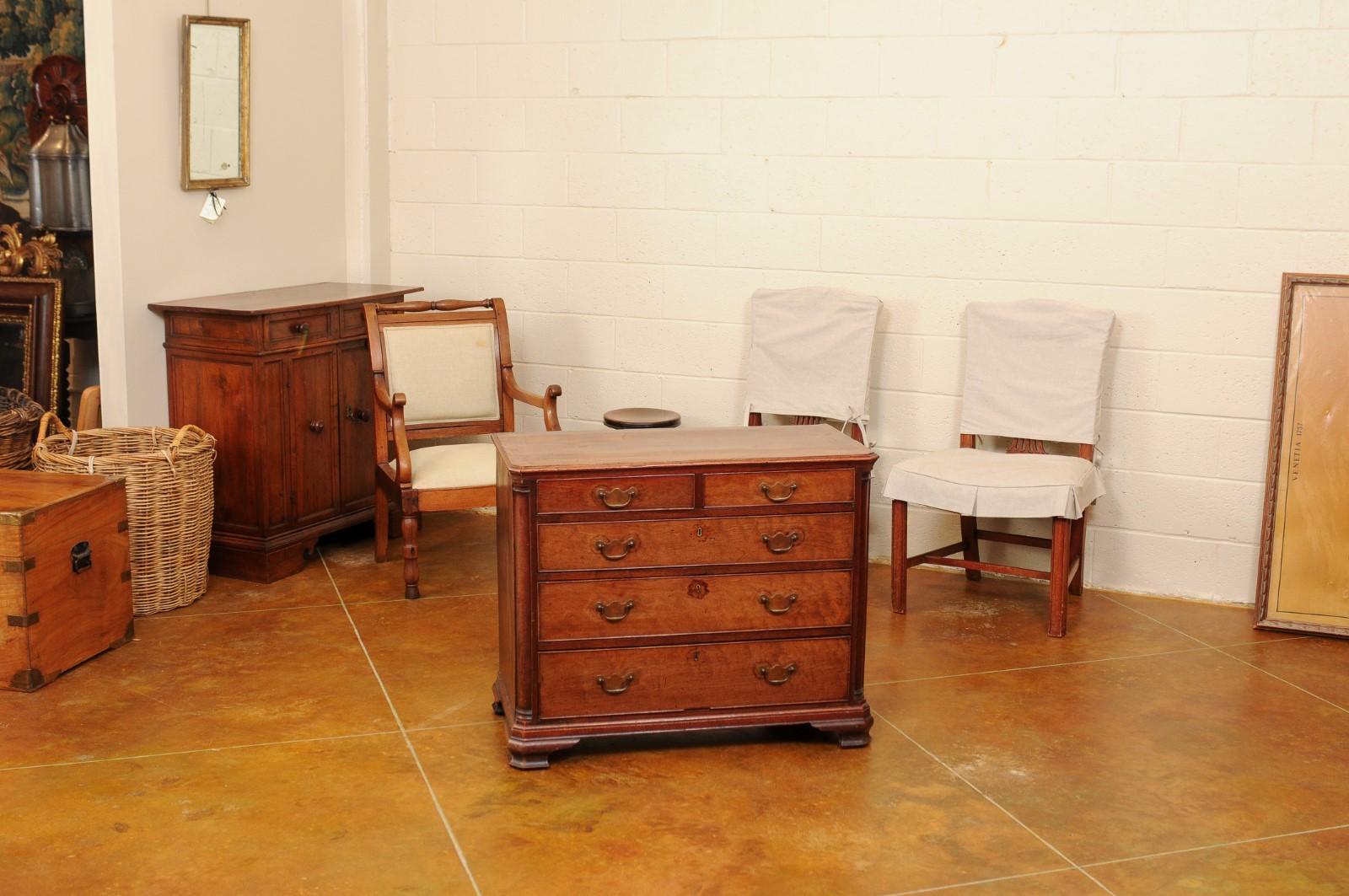 Early 19th C. English Mahogany Chest with Rounded Columnar Corners & 5 Drawers For Sale 9