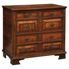 Early 19th C. English Study Chest W/ Book-Match Veneer & Lower File Cabinets