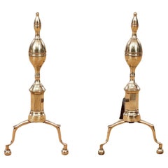 Early 19th c. Federal Lemon Top Andirons